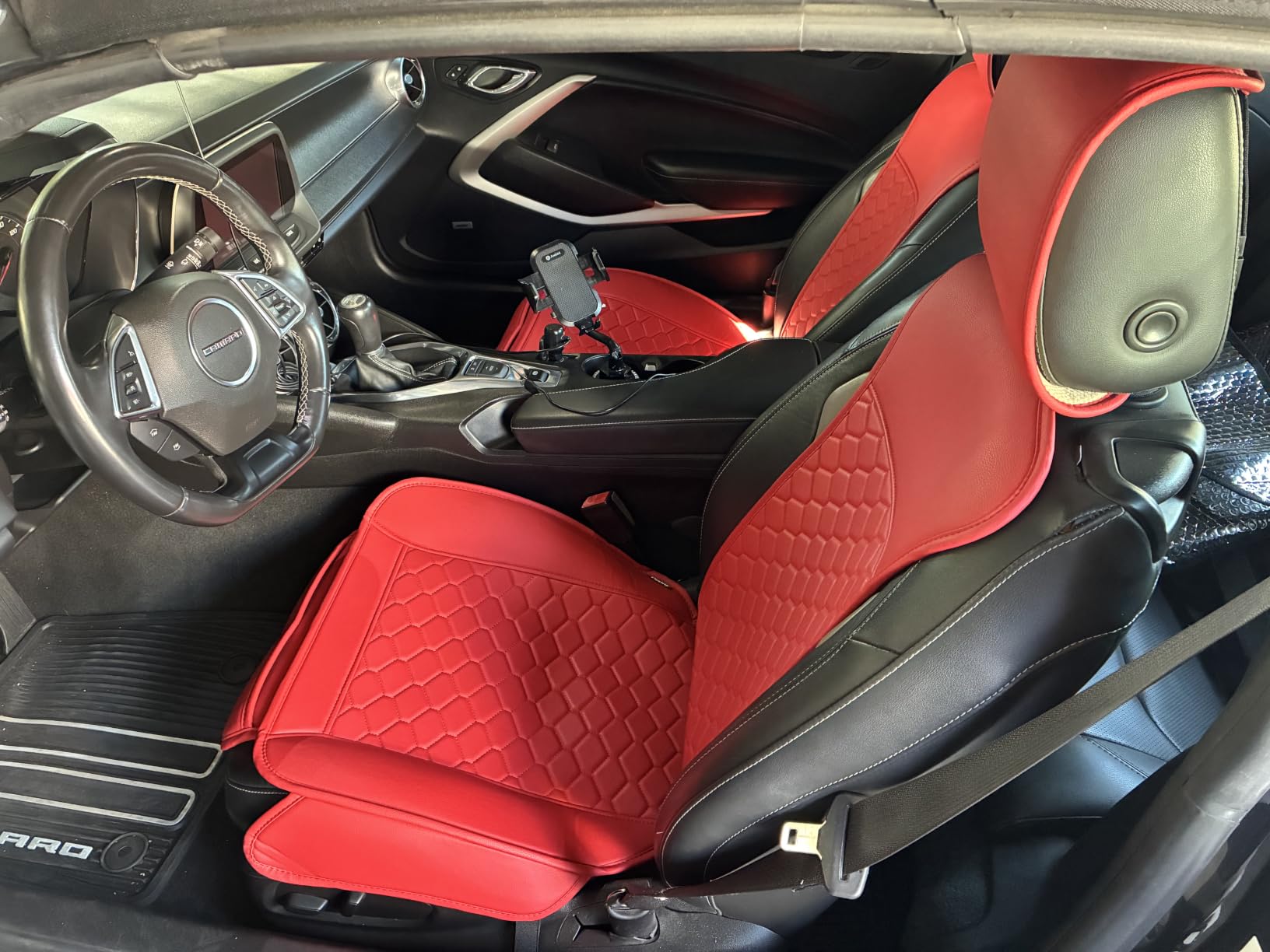 Elantrip Front Seat Covers 2PC Waterproof Faux Leather for Cars SUV Black | Soft faux leather helps protect front seats from spills, wear, and daily mess while giving your interior a cleaner look. customer photo 1