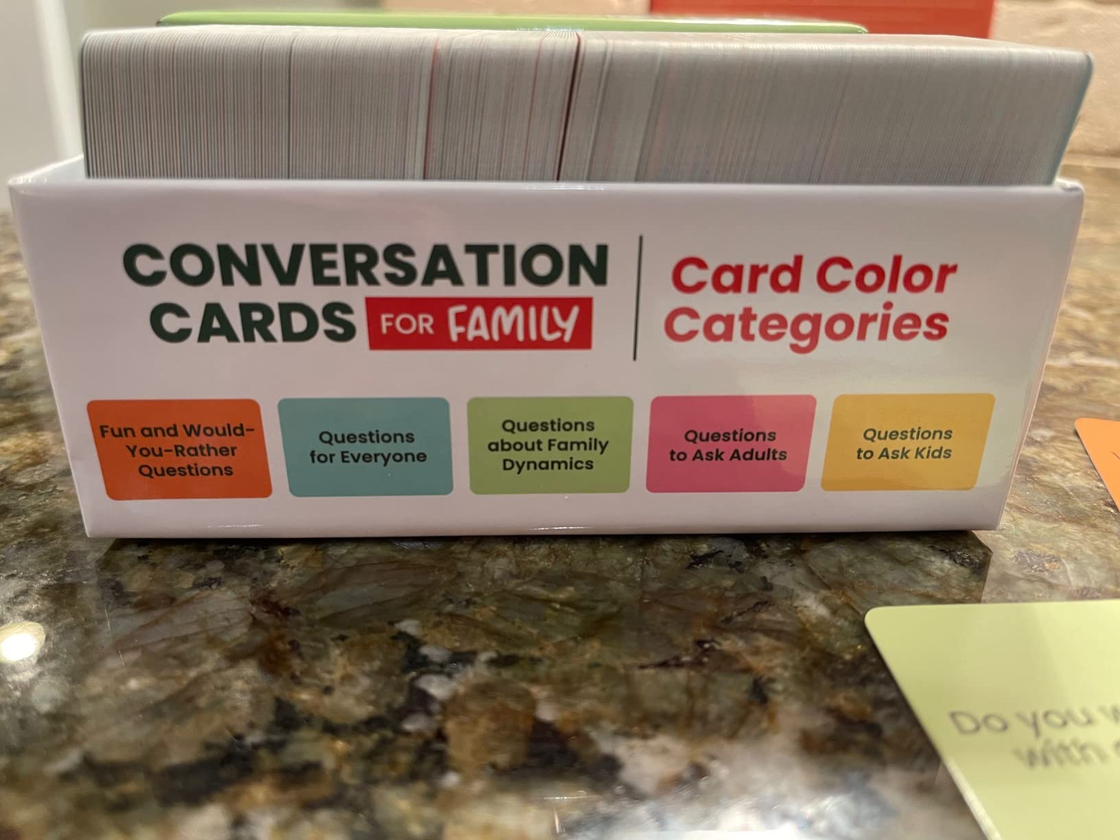 Prompta 600 Conversation Cards for Families – Fun Family Game for Kids and Adults During Game Night, Family Dinner, or Road Trips – Five Get to Know You Question Categories on 2.5