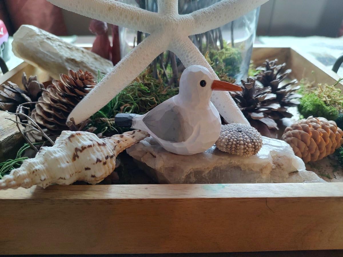 Hand Carved Wooden Bird Figurines, Creative Small Bird Statue for Home Decor, Bird Gifts for Bird Lovers (Black-Capped Chickadee) customer photo 1
