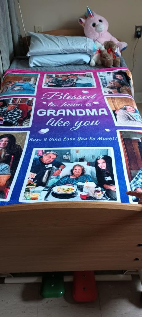 HUGLAZY Gifts for Aunt Custom Photo Blanket for Aunt Personalized Birthday Gifts Picture Blanket Customized Blankets with Photos Collage Throw Blanket Gifts for Auntie customer photo 1