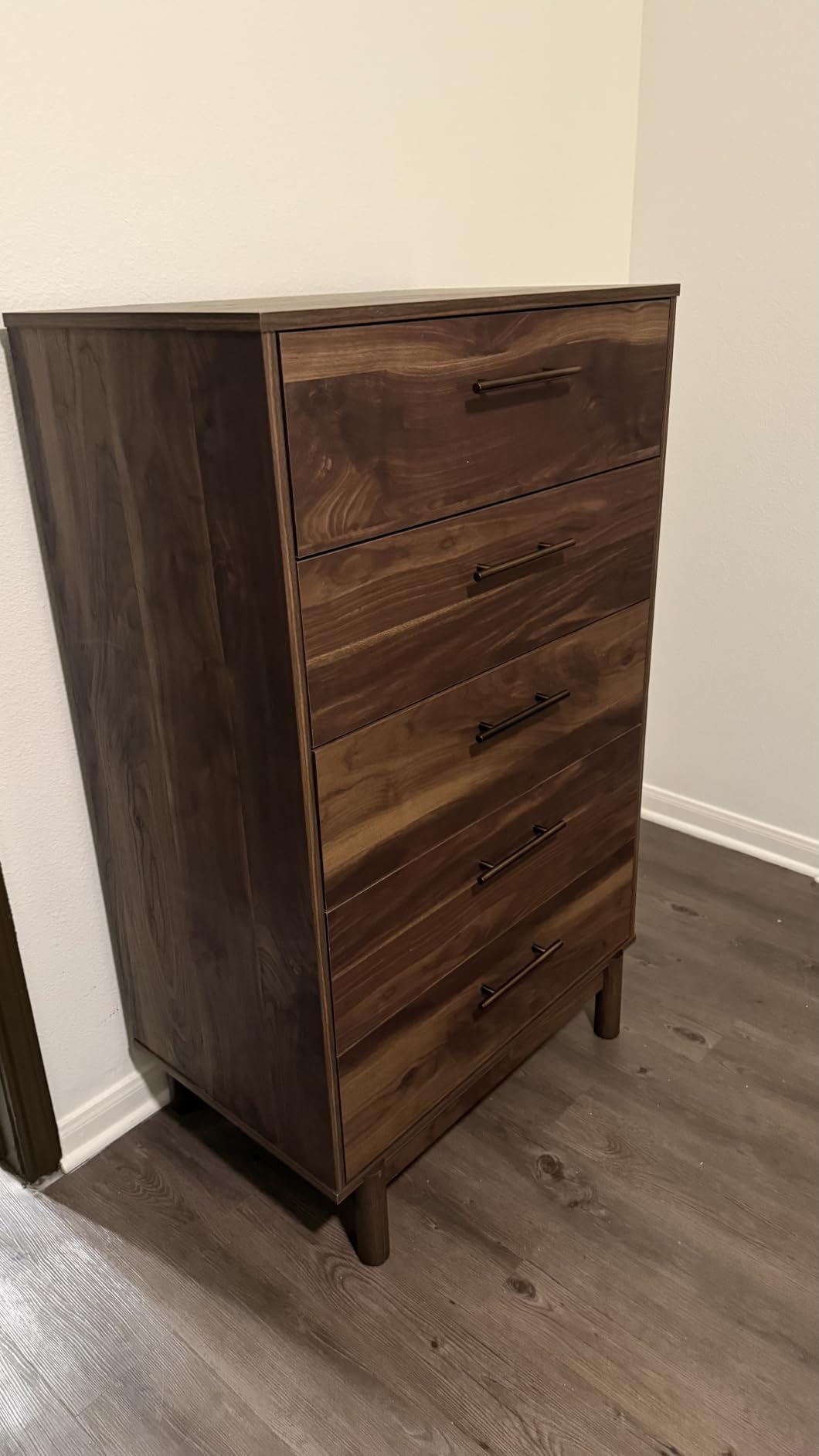 Signature Design by Ashley Tall 5 Drawer Chest, Mocha Walnut Dresser customer photo 2