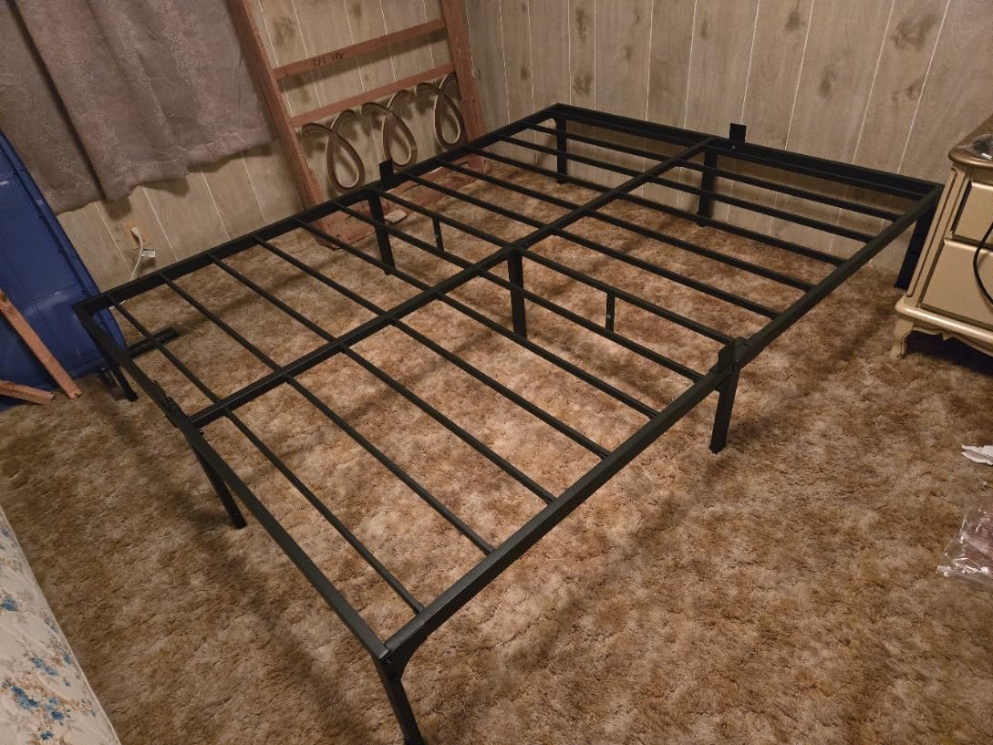 FUIOBYVV King Bed Frame,14 Inch Heavy Duty Metal Platform Bed Frame King Size Support Up to 3500 lbs,No Box Spring Needed,No Shaking,Steel Slat Support,Noise Free,Easy Assembly customer photo 1