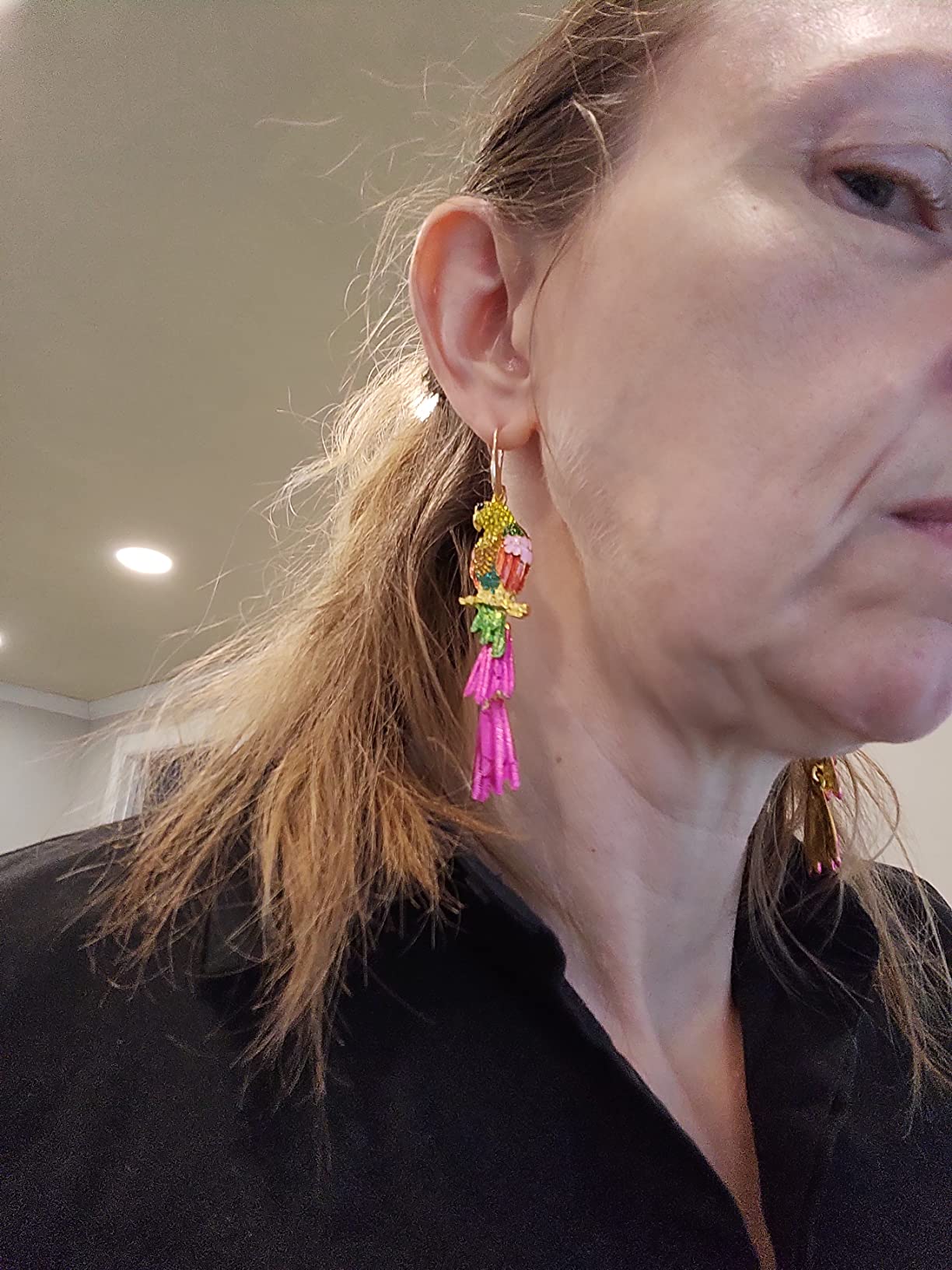 Colorful Parrot Drop Dangle Earrings for Women Cute Multicolor Rhinestones Animal Bird Earrings Shining Rainbow Crystal Beaded Stud Earrings Statement Jewelry Christmas Gifts customer photo 1