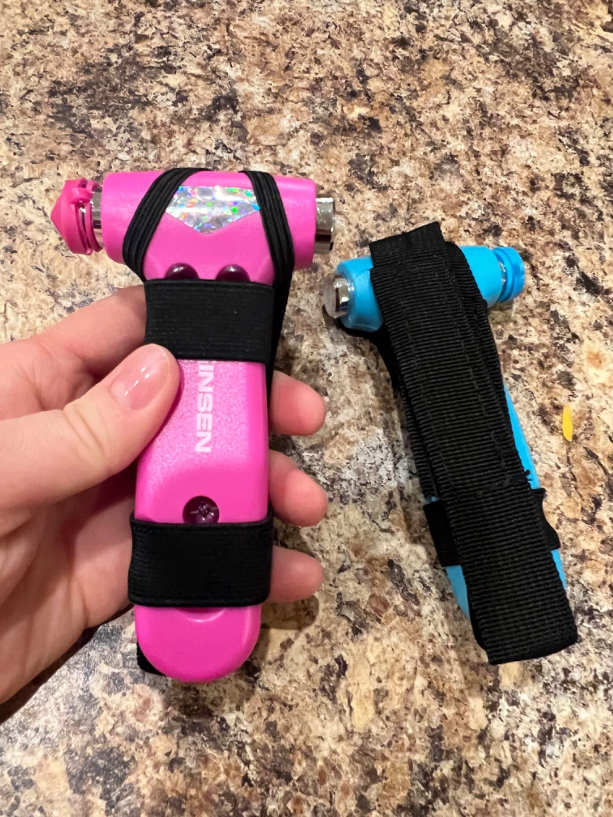 SINSEN Car Safety Hammer, Automotive Window Breaker and Seatbelt Cutter for Women, Roadside Emergency Kit, 3 in 1 Escape Tools, Road Trip Essential and Must Haves (1, Pink) customer photo 2