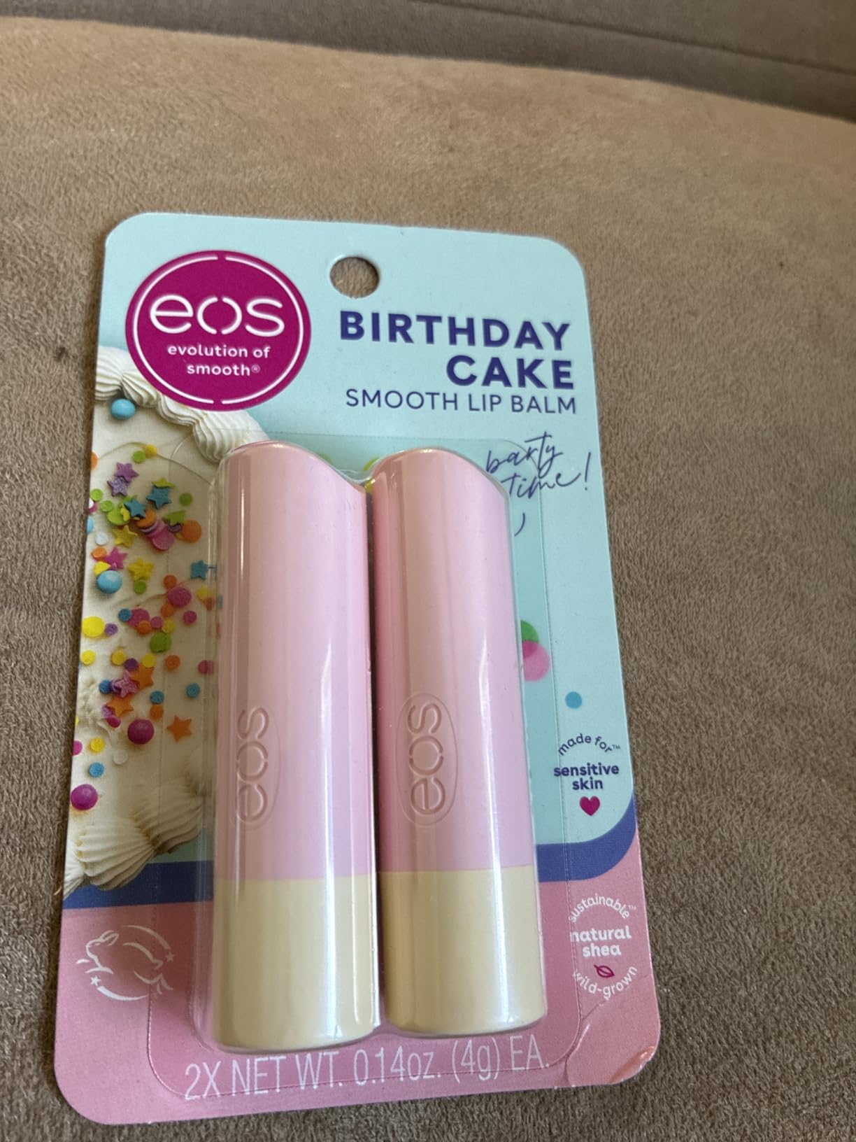 eos Natural Shea Lip Balm- Birthday Cake, 0.14 oz, (Pack of 2) customer photo 2