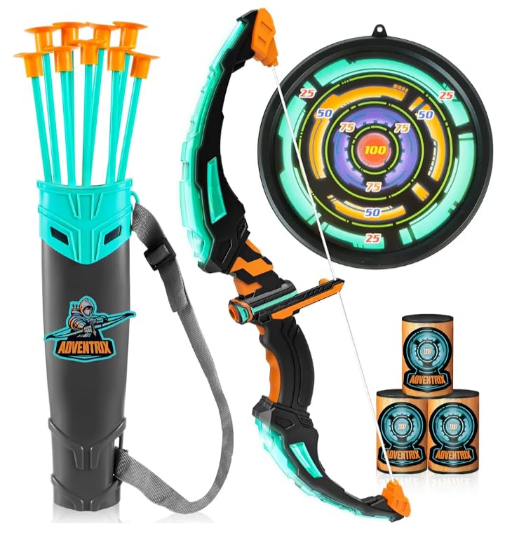 JOYIN Kids Bow and Arrow Set, LED Light Up Archery Toy Set with 9 Suction Cup Arrows, Target & Arrow Case, Indoor and Outdoor Hunting Play Gift Toys for Kids, Boys & Girls Ages 6-12 customer photo 1