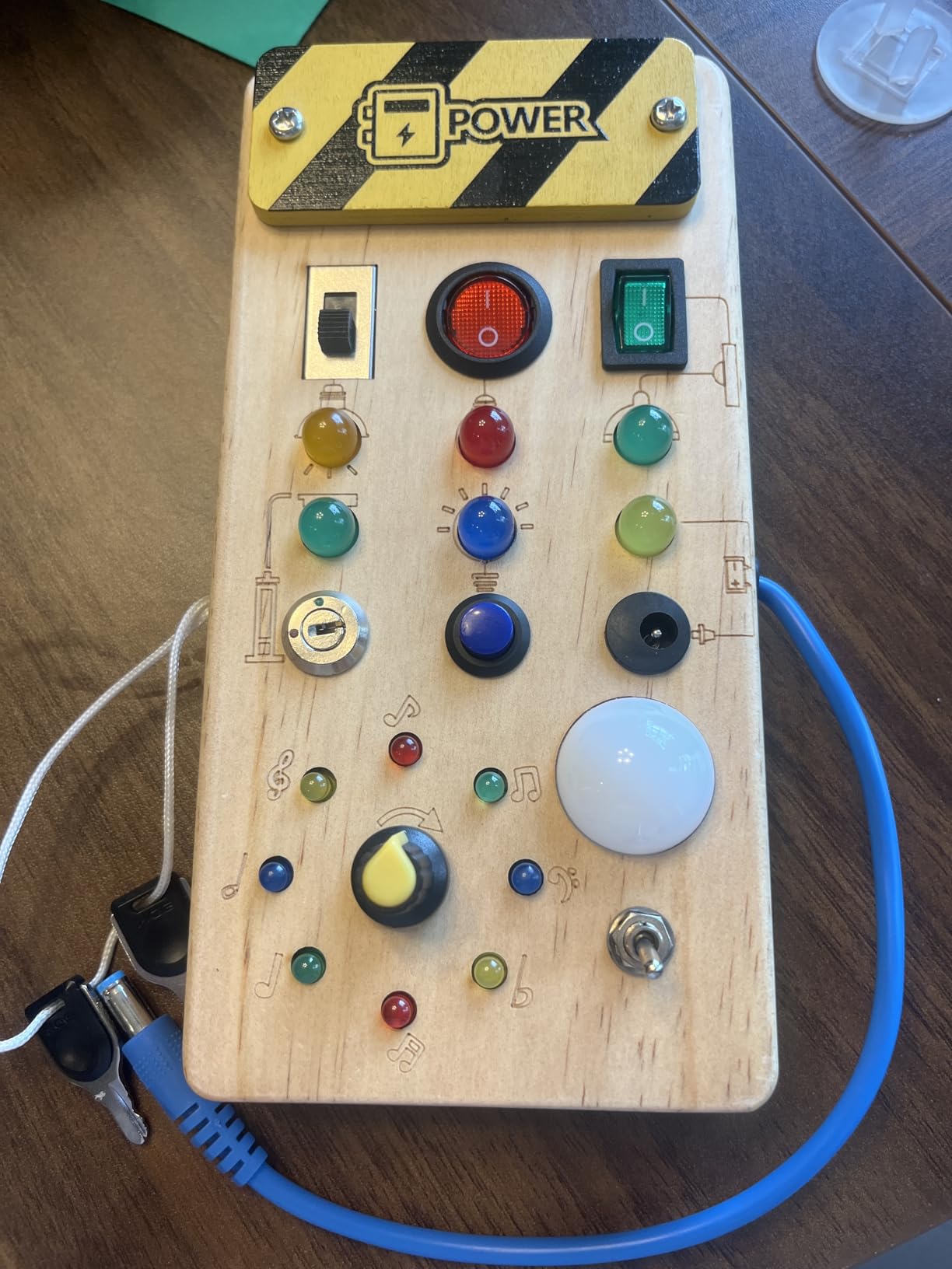 Hoarosall Montessori Wooden Busy Board with 8 LED Light switches, Sensory Toys Light Switch Travel Toys for 1+ Year Old Baby and Toddler customer photo 2