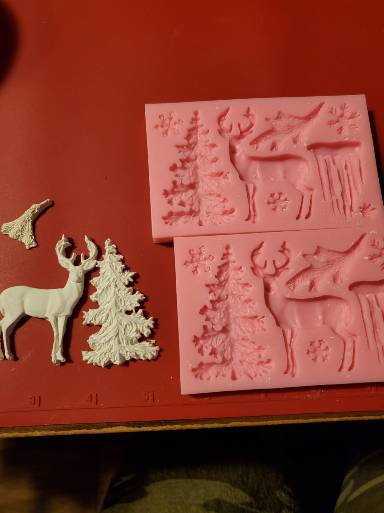 2 Pack Christmas Deer Fondant Silicone Mold - Animal Elk Snowflake Tree Deer Resin Fondant Silicone Mold for DIY Cookie Cake Chocolate Candy (Pink) customer photo 2