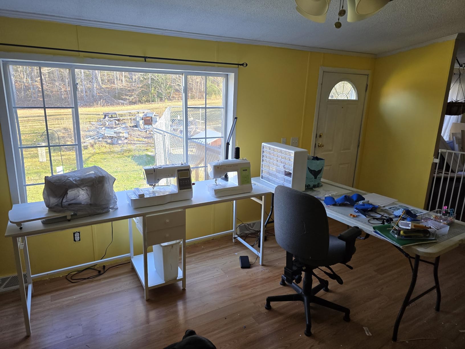 Tribesigns Two Person Desk, 79 Inch Double Desk with 2 Drawers, Large Computer Desk Long Desks with Storage Shelves, Writing Table Study Desk for Home Office, Rustic Brown (NY001) customer photo 2