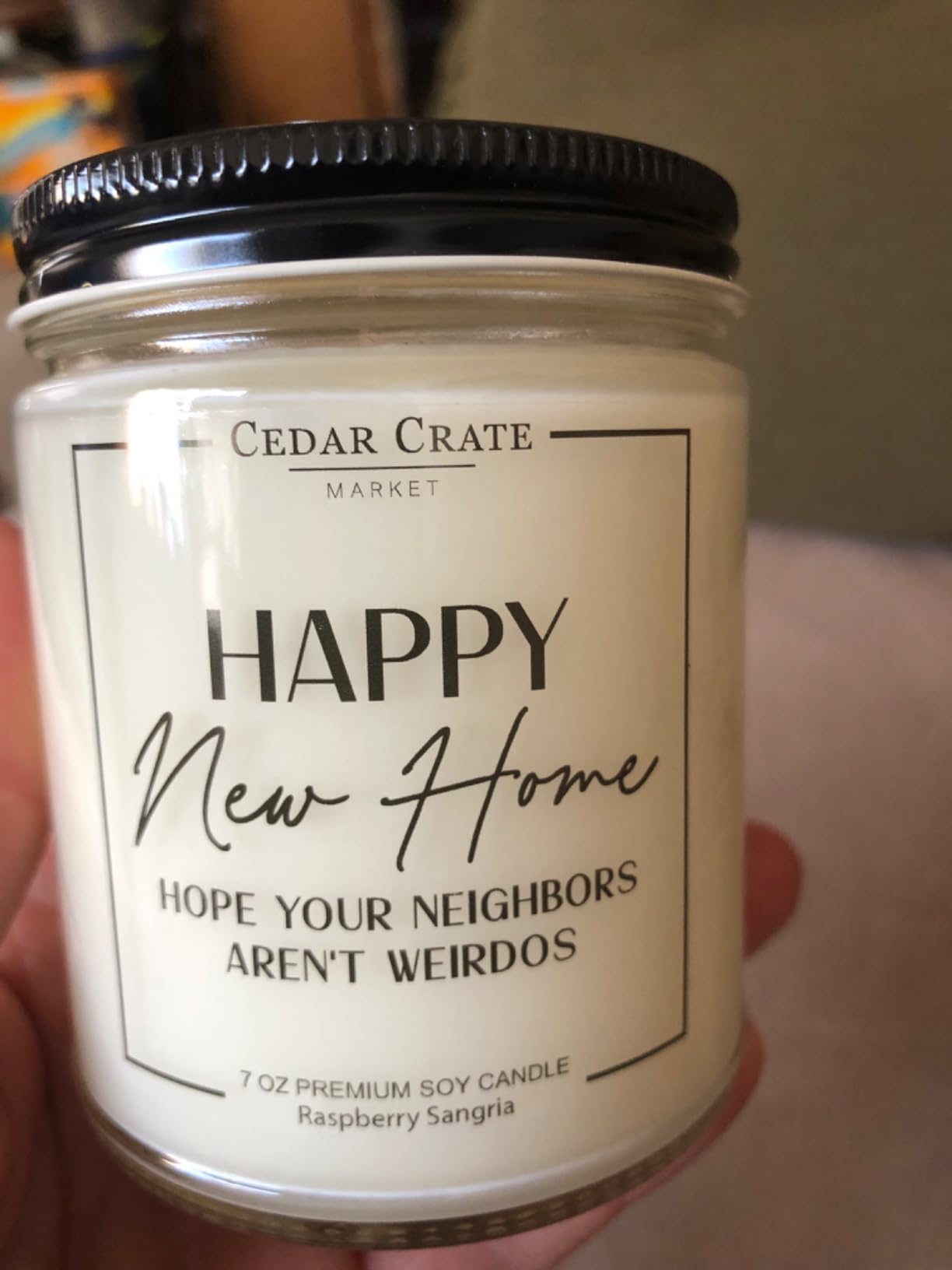Cedar Crate Market House Warming Gifts New Home – Funny New Homeowner Candle for Women & Men, Housewarming Gifts New Home, Closing Gift for Home Buyers – Raspberry Sangria Soy Candle, Made in USA customer photo 1