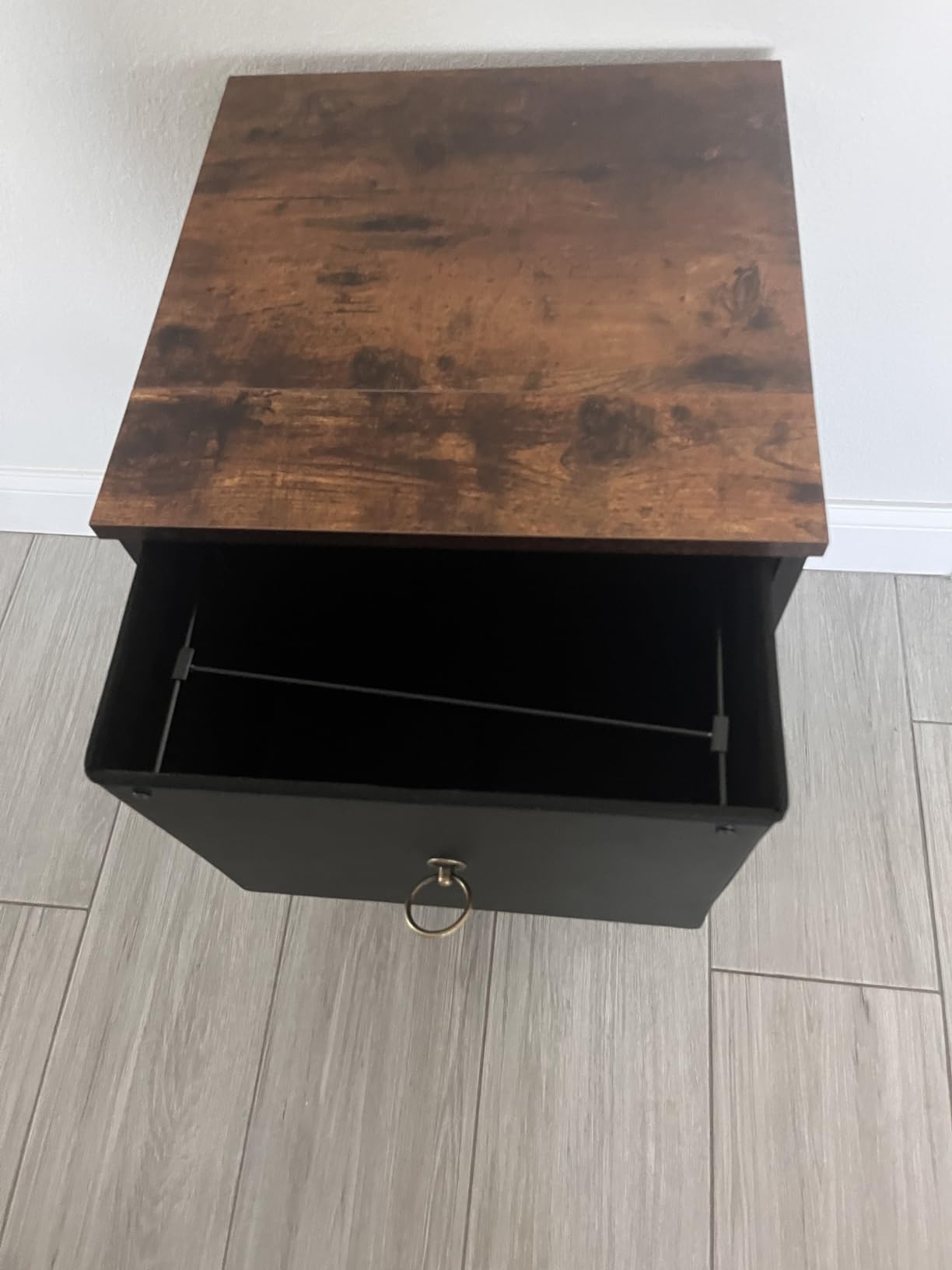 HOOBRO 2 Drawer Mobile File Cabinet, Rolling Printer Stand, Vertical Filing Cabinet, Office Drawers, Filing Cart for Home Office, A4/Letter Size, Nonwovens Drawer, Black and Rustic Brown BFK20WJ01 customer photo 1