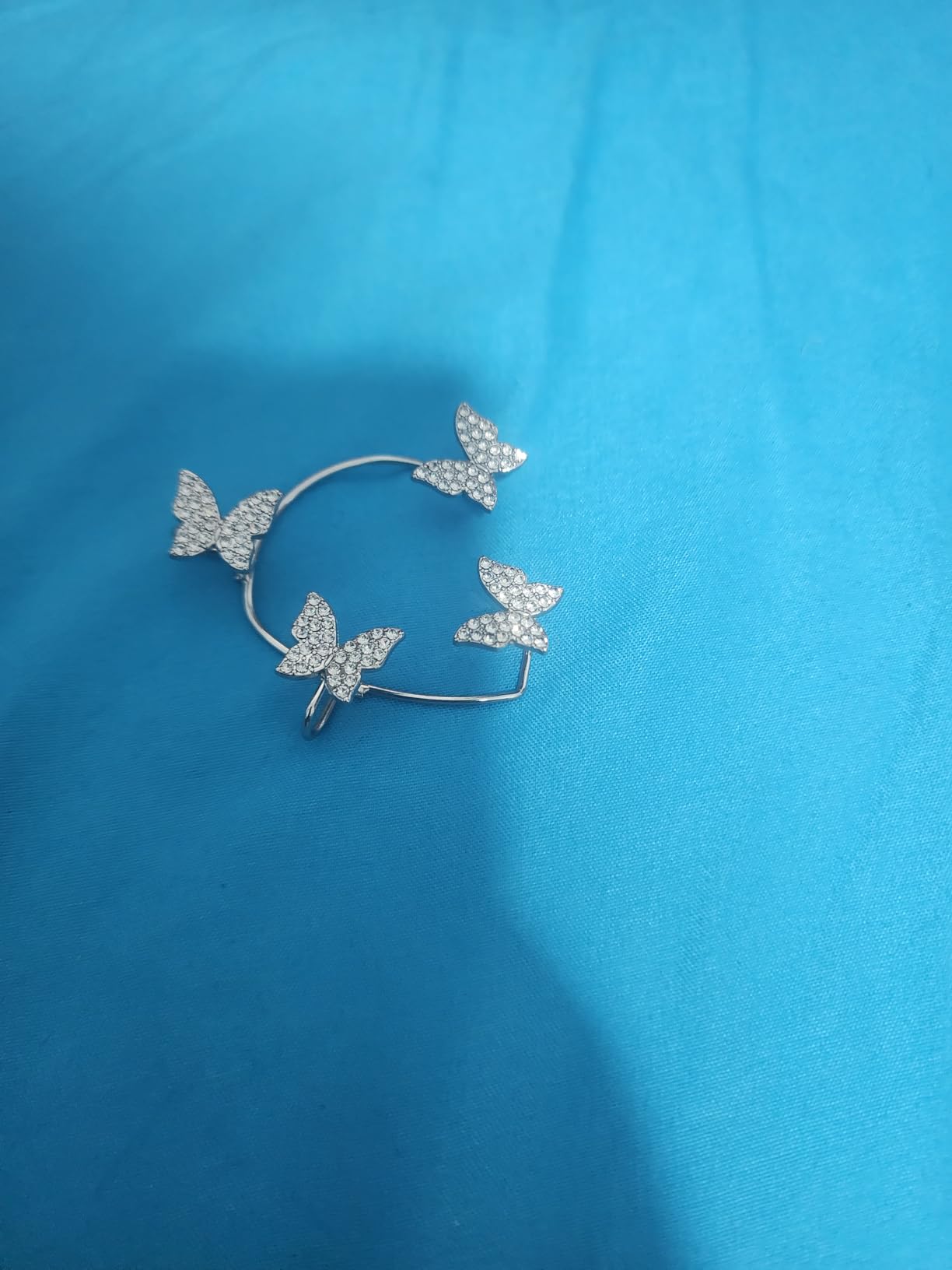 Butterfly Ear Cuffs Earrings Rhinestone Butterfly Ear Wrap No Piercing Ear Cuff Clip On Earrings for Women customer photo 2