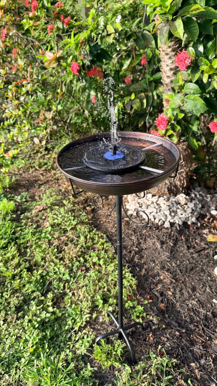 SZMP Solar Fountain Upgrade, 3.5W Solar Powered Bird Bath Fountains with Flower, Outdoor Water Feature Solar Pump with 7-in-1 Nozzles, 4 Fixed Pipes for Humingbirds, Garden, Pool, Pond, and Fish Tank customer photo 2