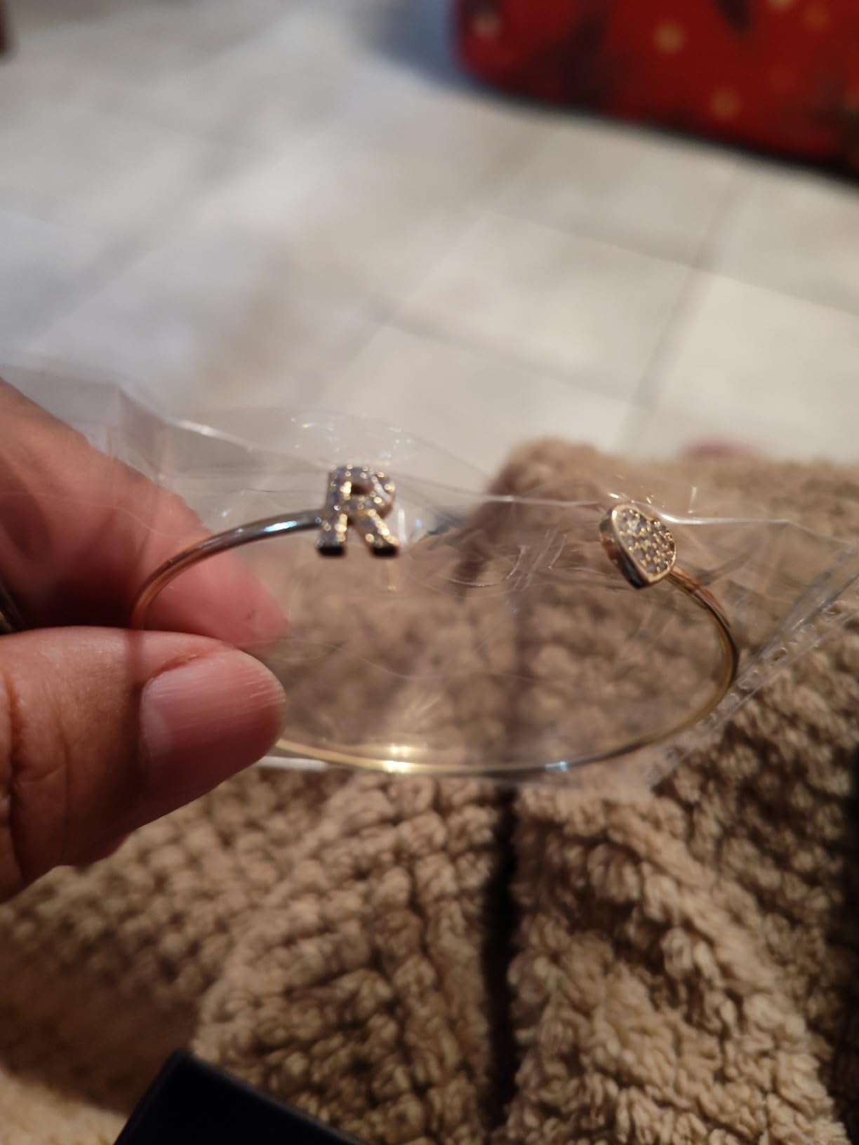 Gold Bracelets for Women Teen Girls, 14K Gold Plated Initial Heart Bangle customer photo 2