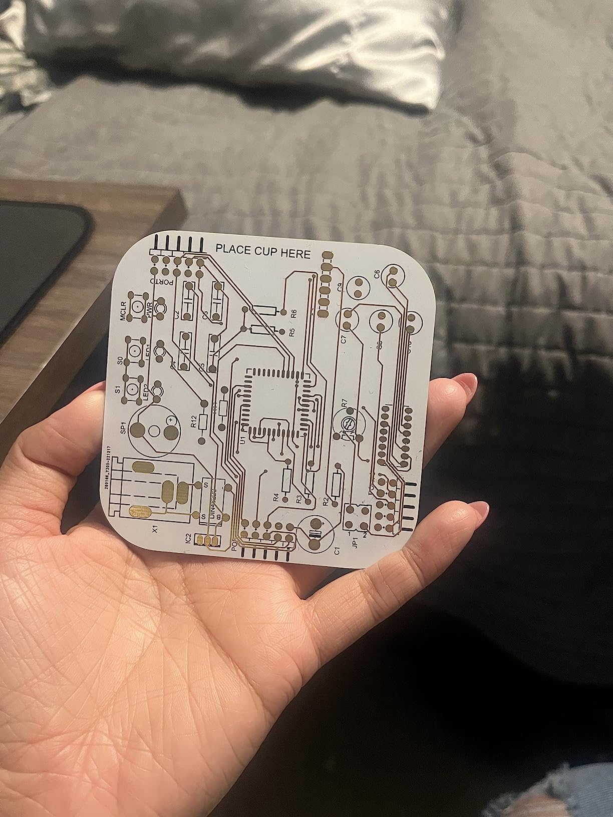 Coasters for Drinks in PCB-Design Black Coasters Decor with Immersion Gold Circuit Board Coaster for Coffee Table Gamer Bar Office Cute Stuff for Boyfriend Geeky Engineer Dad Men (2 x Black/Pack) customer photo 1