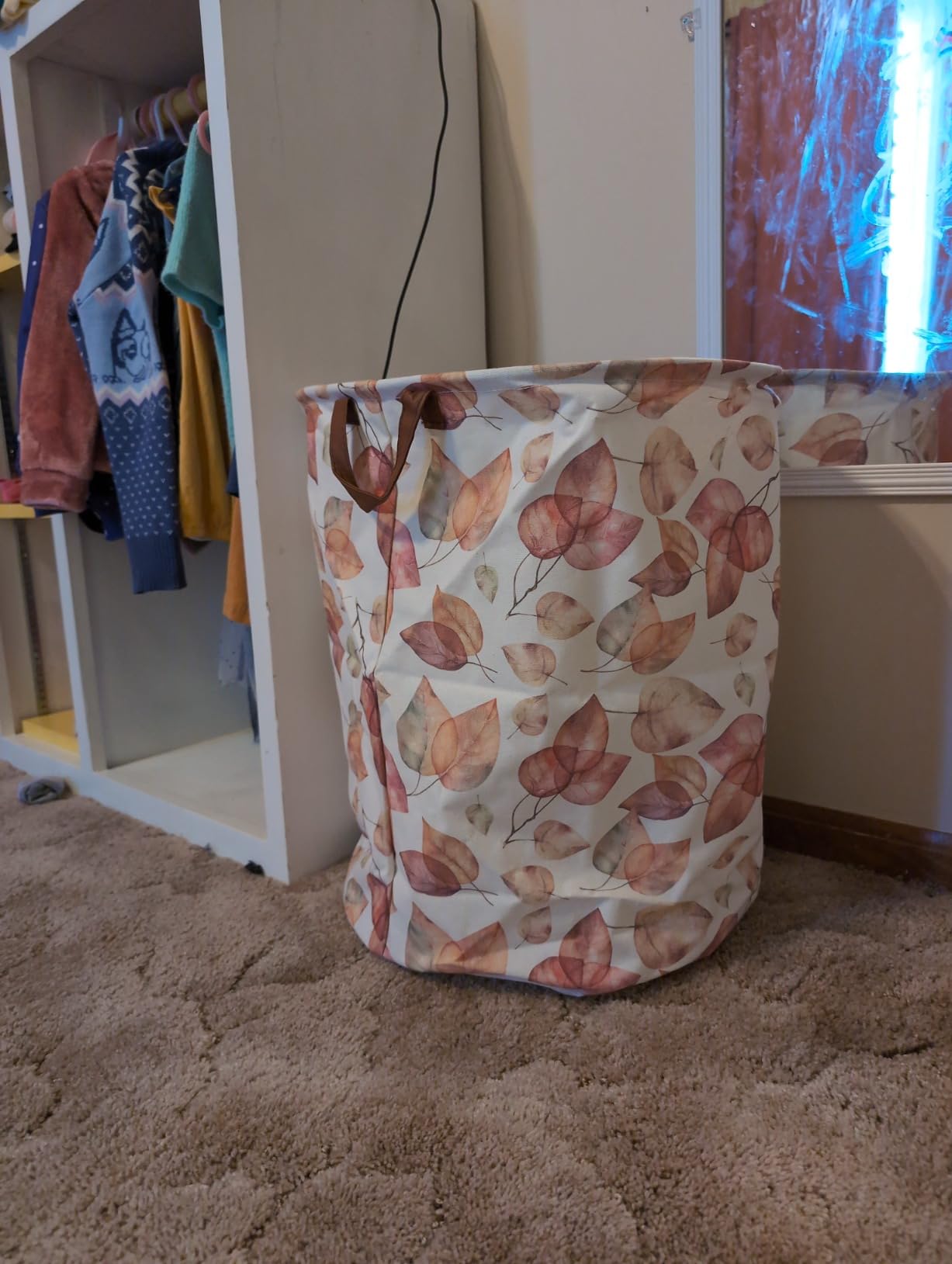 CLOCOR Laundry Basket,Waterproof Clothes Hamper,Collapsible Storage Bin,Room Decor,Gift Basket(Pink Butterfly customer photo 2