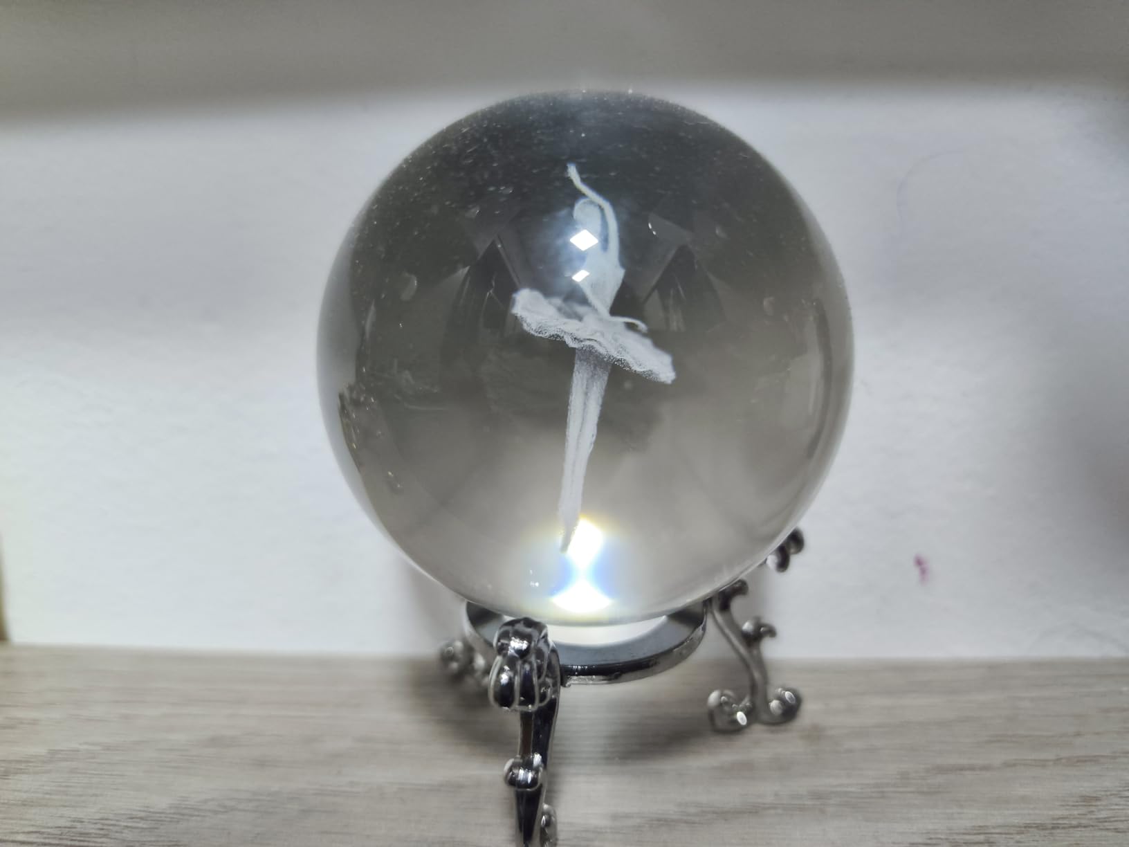 3D Laser Engraved Ballerina Dancing Crystal Ball Paperweight Gift For Women | 60mm(2.36inch), Elegant Ballet Dancer Girl Figurine Glass Sphere Decorarive Ball Home Art Decor customer photo 1
