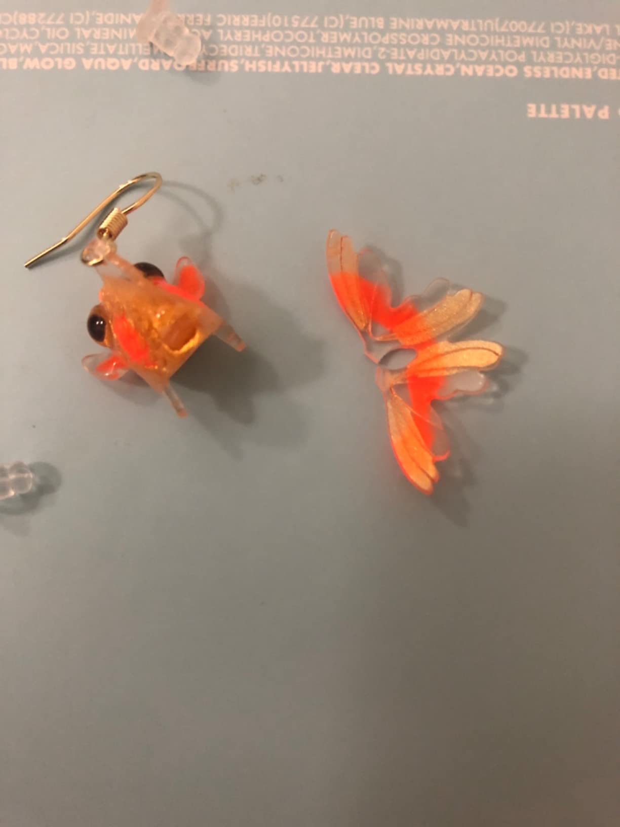 925 Silver Needle Goldfish Earrings, comically cute acrylic resin simulated fish earrings Unique lightweight goldfish pendant earrings Jewelry gift for women (2PCS) customer photo 2