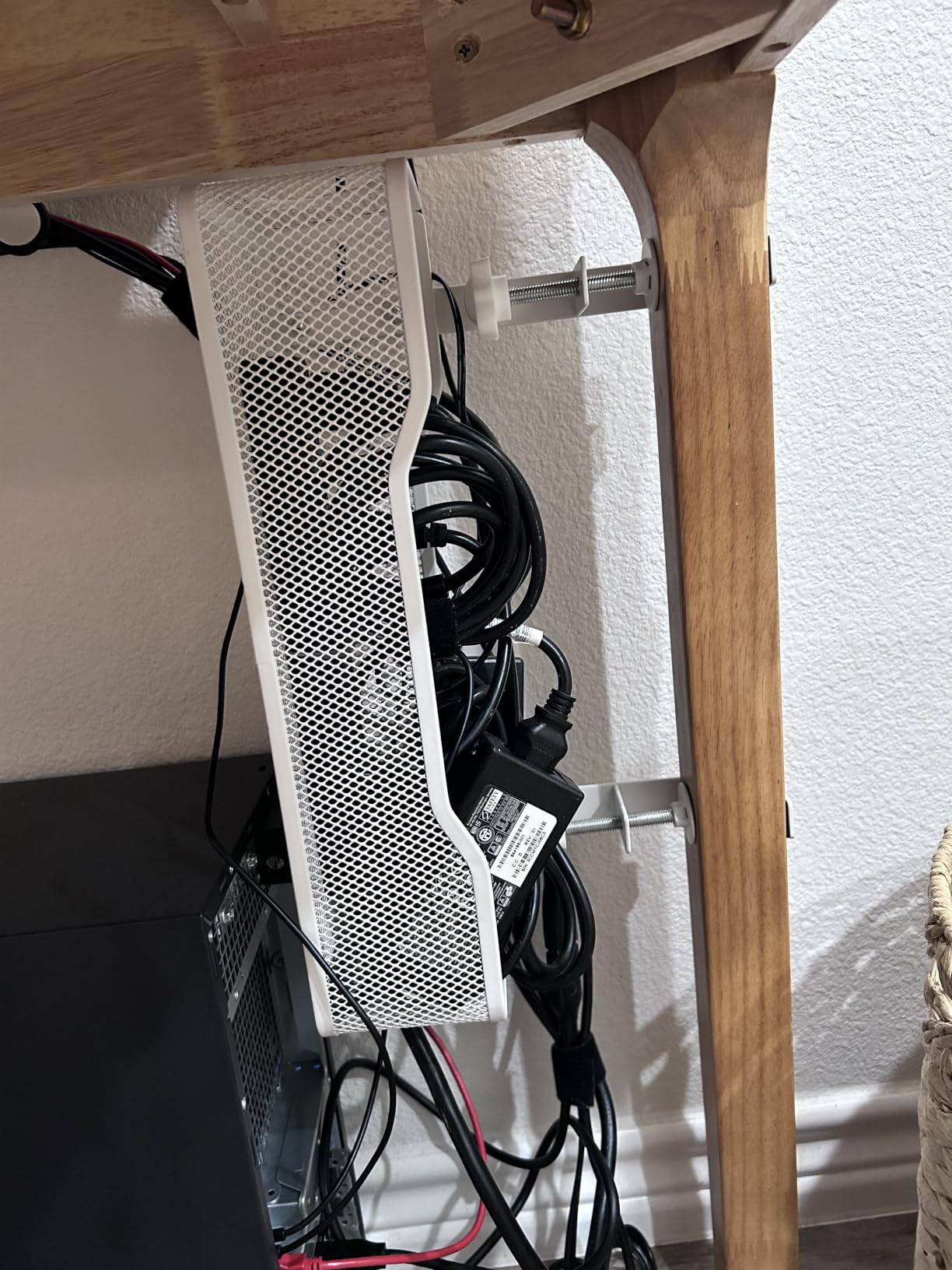 Under Desk Cable Management Tray Black, Cinati Wire Organizers No Drill, Cable Tray with Clamp for Wire Management, Cord Organization Box for Office, Home - No Damage to Desk customer photo 2
