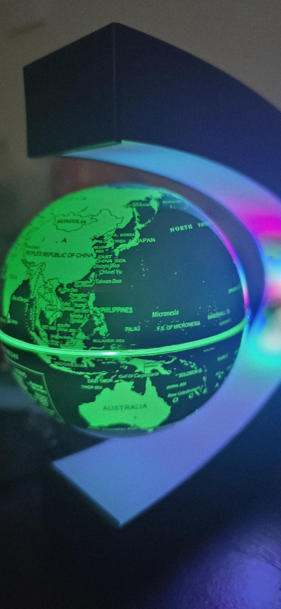 Magnetic Levitation Floating Rotating 3in Globe With Colored Lamp For Men Boss Cool Office Decor Gifts Or Kids Desk Toys, Nine planetary solar systems astronomy educational cosmic earth globe customer photo 2