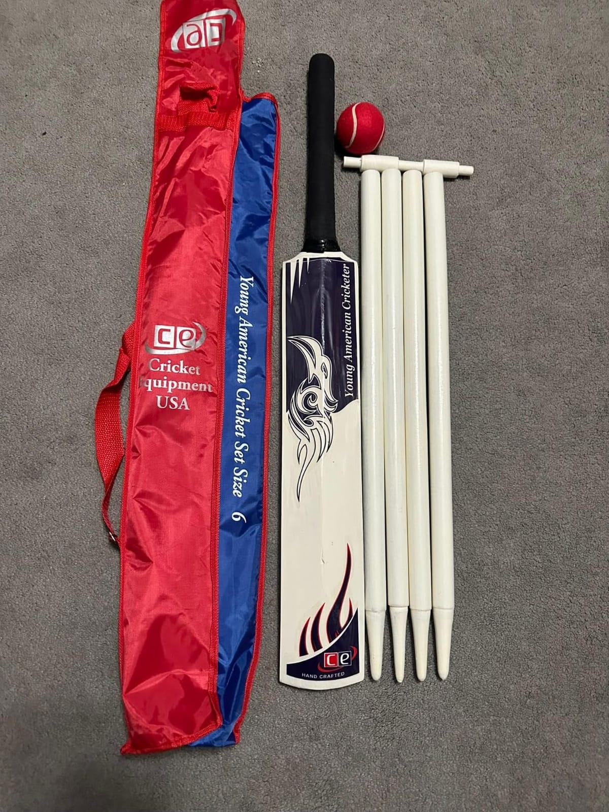 Junior Cricket Bat Set Wooden Gift Size 4, 6 Includes Stumps Ball Bat Carrying Bag customer photo 2