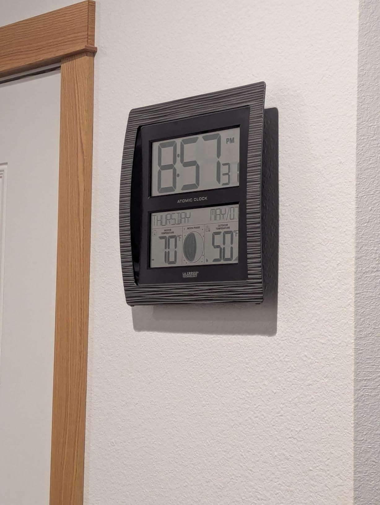 La Crosse Technology BBB86118-INT Curved Atomic Digital Clock with Moon Phase & Temperature customer photo 1