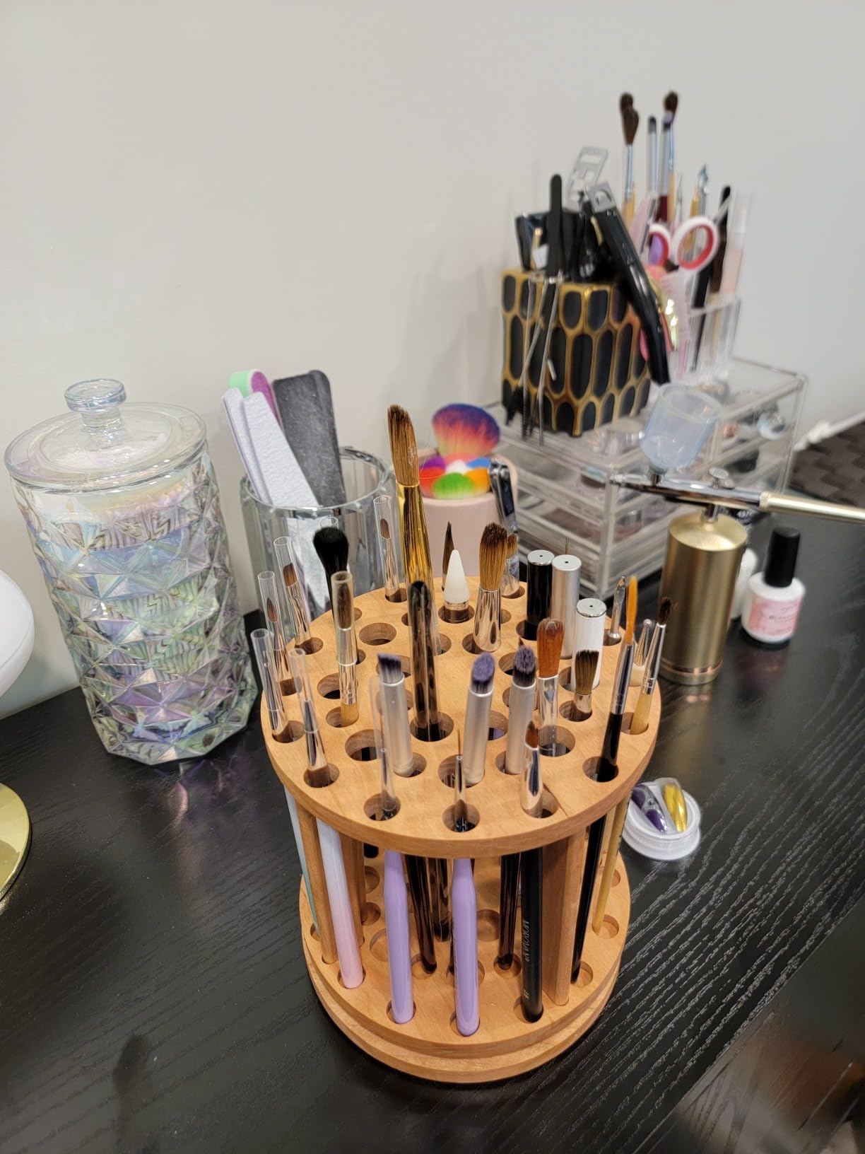 Rotating Paint Brush Holder - Handmade Cherry Hardwood Brush Organizer for Desk customer photo 1