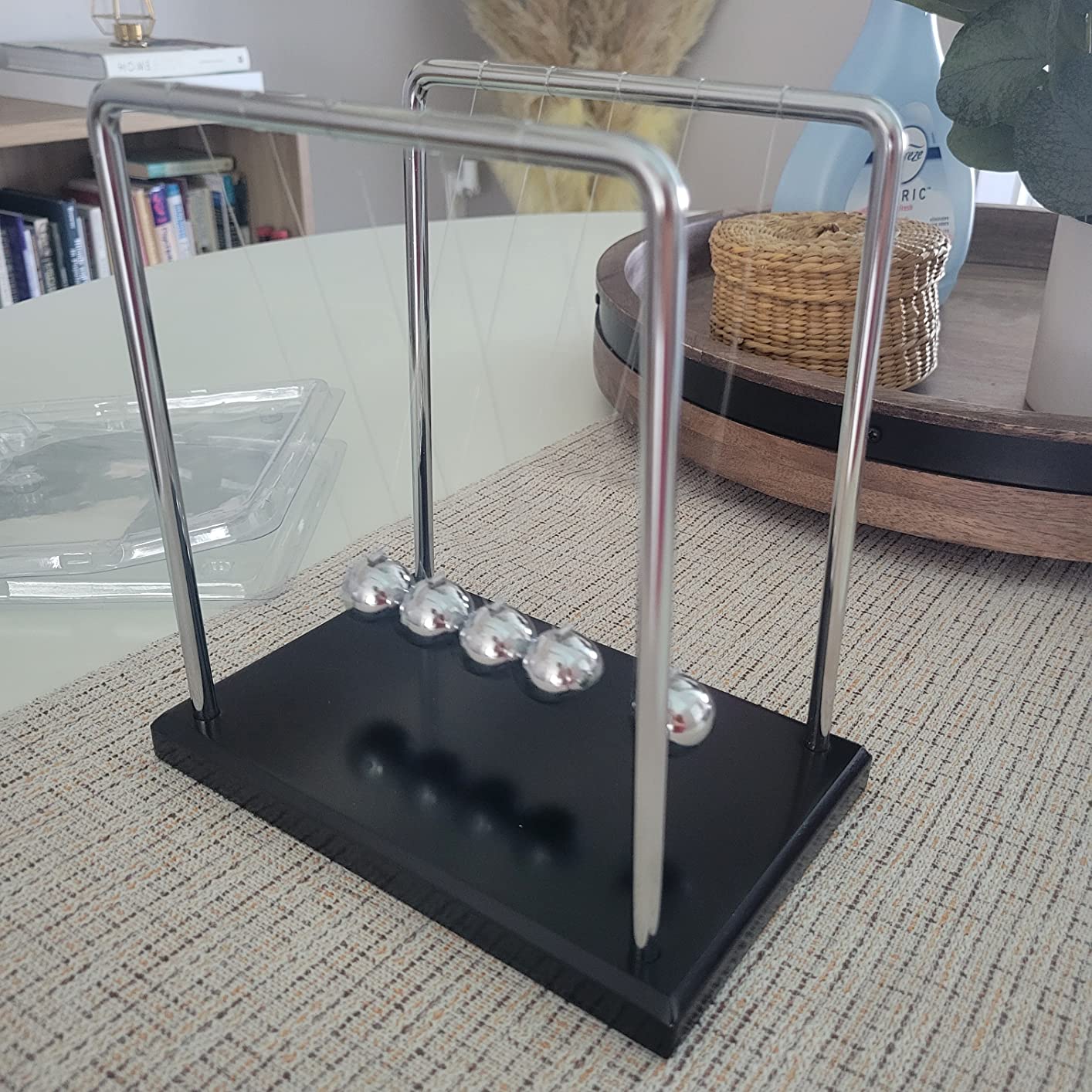 Sealive Newton's Cradle Large Heavy Duty Steel Balls with Wood Base 1.71 lb customer photo 1
