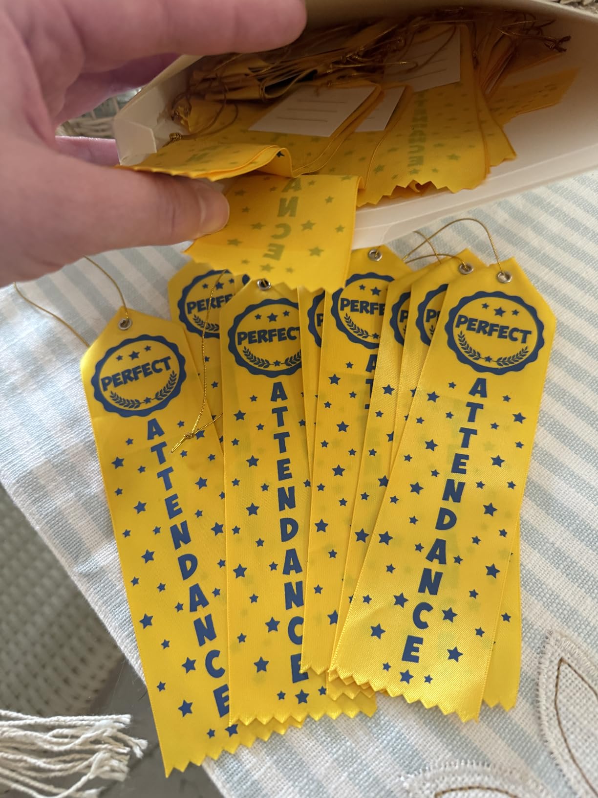Taiyin 50 Pcs Award of Perfect Attendance Ribbons Prize with Event Card and Rope customer photo 2