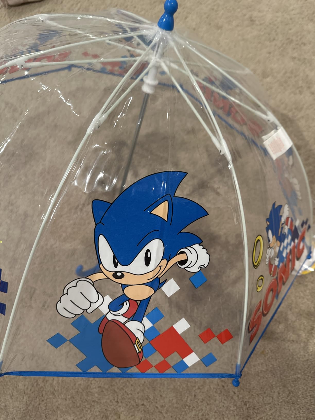 Get Trend Sonic the Hedgehog Clear Umbrella for Boys - Folding Dome Birdcage Umbrella Kids - Lightweight Travel customer photo 1