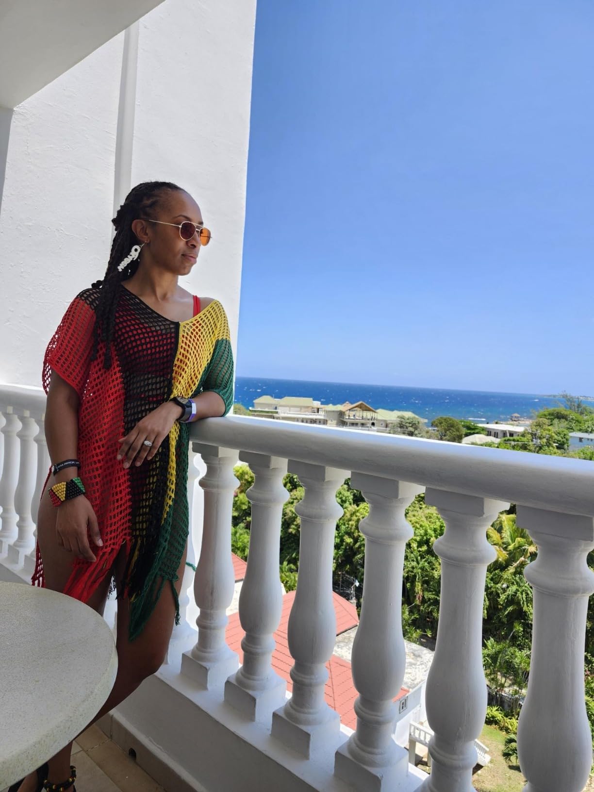 Hicarer 5 Pcs Juneteenth Jamaican Outfits for Women African Reggae Rasta Swimwear Cover Ups Beach Jewelry Accessories customer photo 1