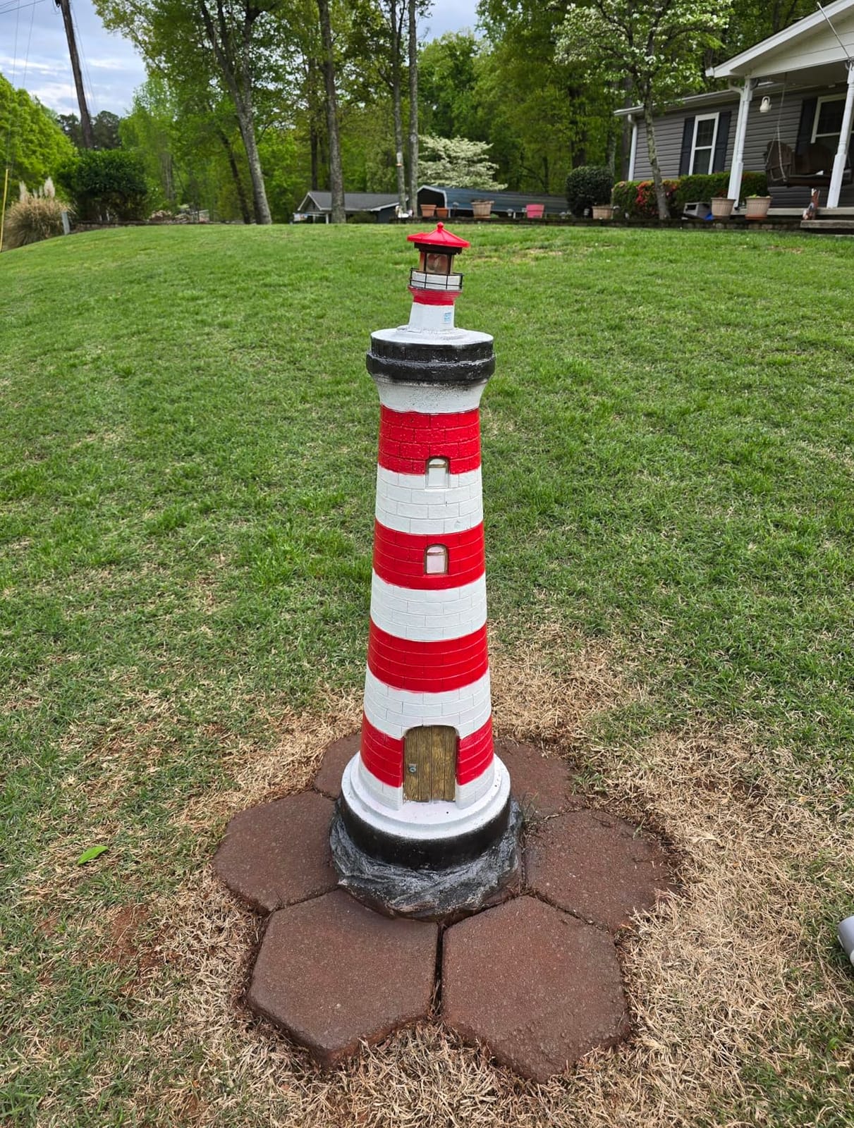 Solar Lighthouse Rotating Light - 360 Degree Light Houses Lamp For Yard, IP65 Waterproof Durable Lighthouse Lamps Towers Statue Lights For Outdoor Garden Pathway Patio (Black -Large - Style B) customer photo 1