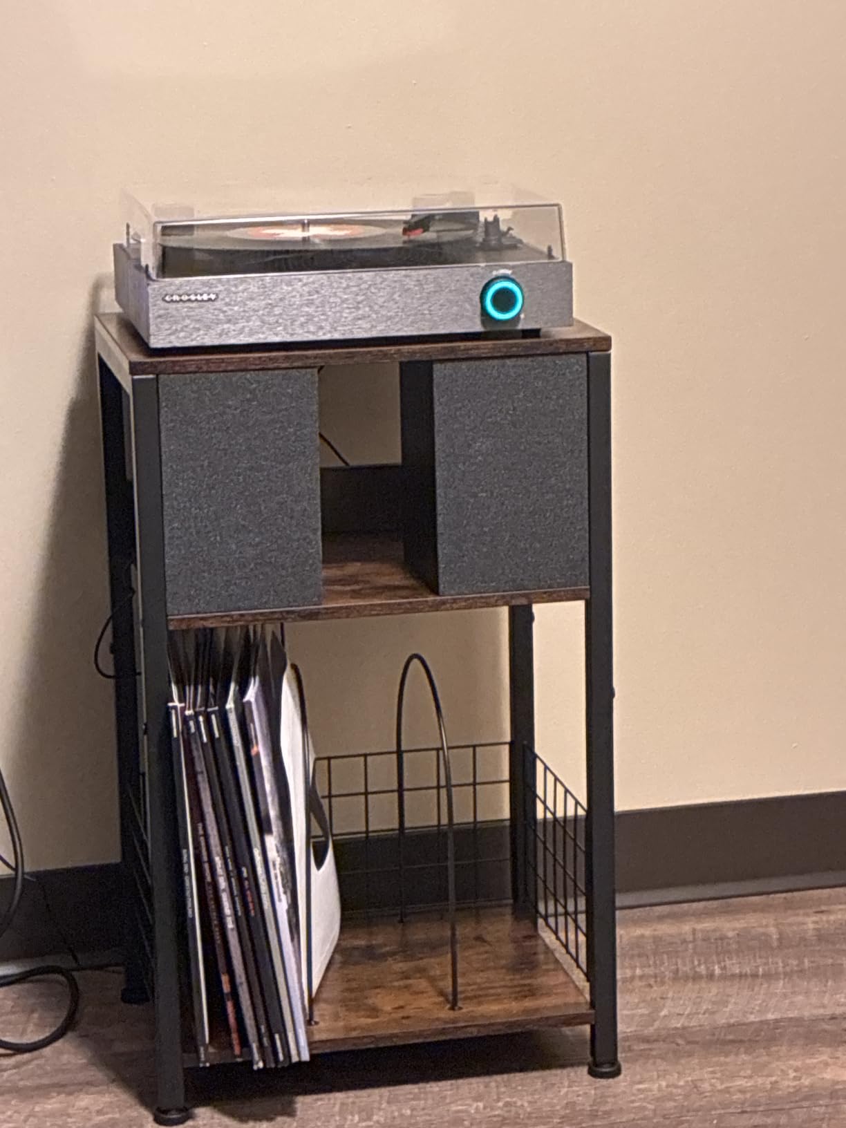 LELELINKY 3 Tier End Table,Record Player Stand with Storage Up to 100 Albums,Turntable Stand for Vinyl,Brown Records Shelf for Living Room Bedroom customer photo 1