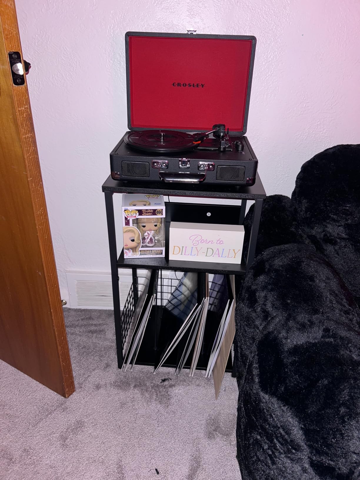 LELELINKY 3 Tier End Table,Record Player Stand with Storage Up to 100 Albums,Turntable Stand for Vinyl,Brown Records Shelf for Living Room Bedroom customer photo 2