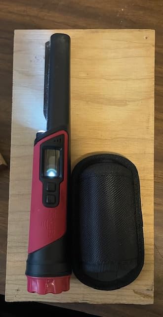 DR.ÖTEK Metal Detector Pinpointer, IP68 Fully Waterproof Underwater Pinpointer Metal Detector with LCD Screen & LED Light 360° Accurate High-Sensitivity Detection, Handheld Wand for Adults & Kids, Red customer photo 2