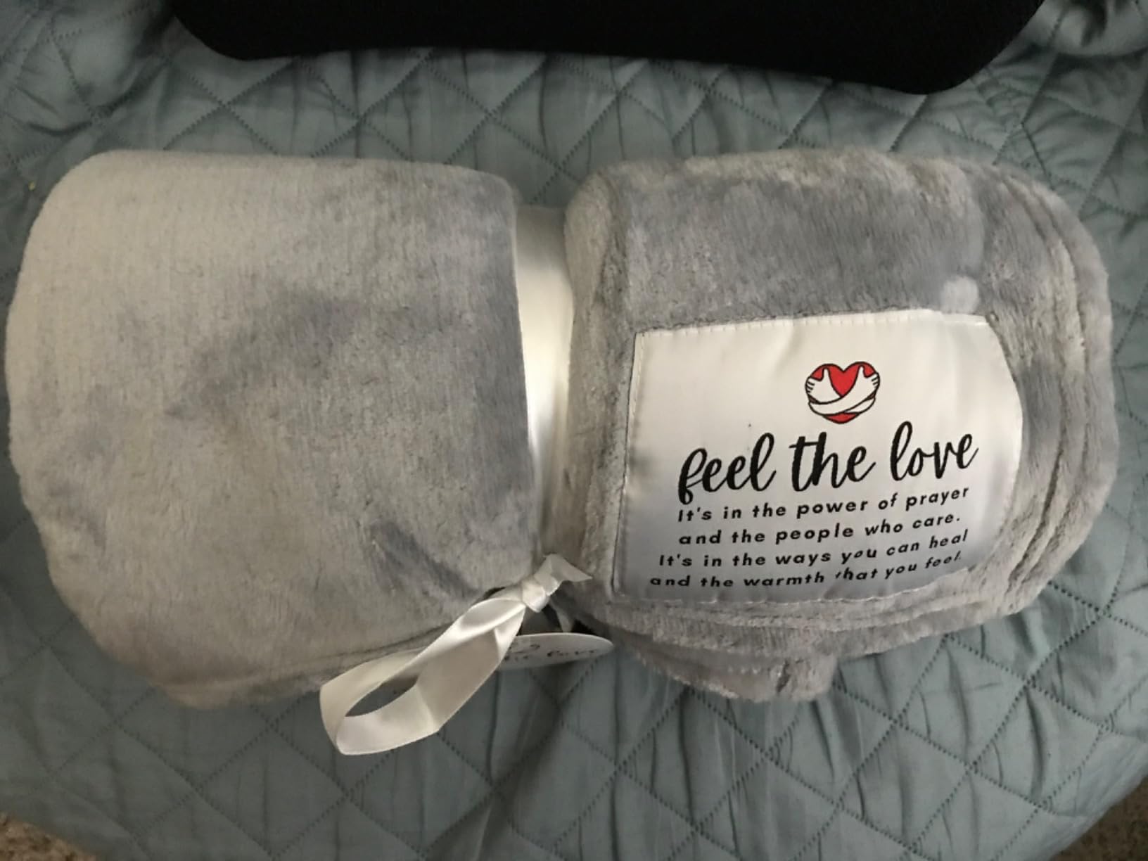 Get Well Blanket - Healing Blanket - Inspirational Blankets for Women/Men - Get Well Soon Gifts - Warm Hugs - Soft Fleece Throw Blanket - Strength - Healing Thoughts (Gray Fleece 50x65) customer photo 1