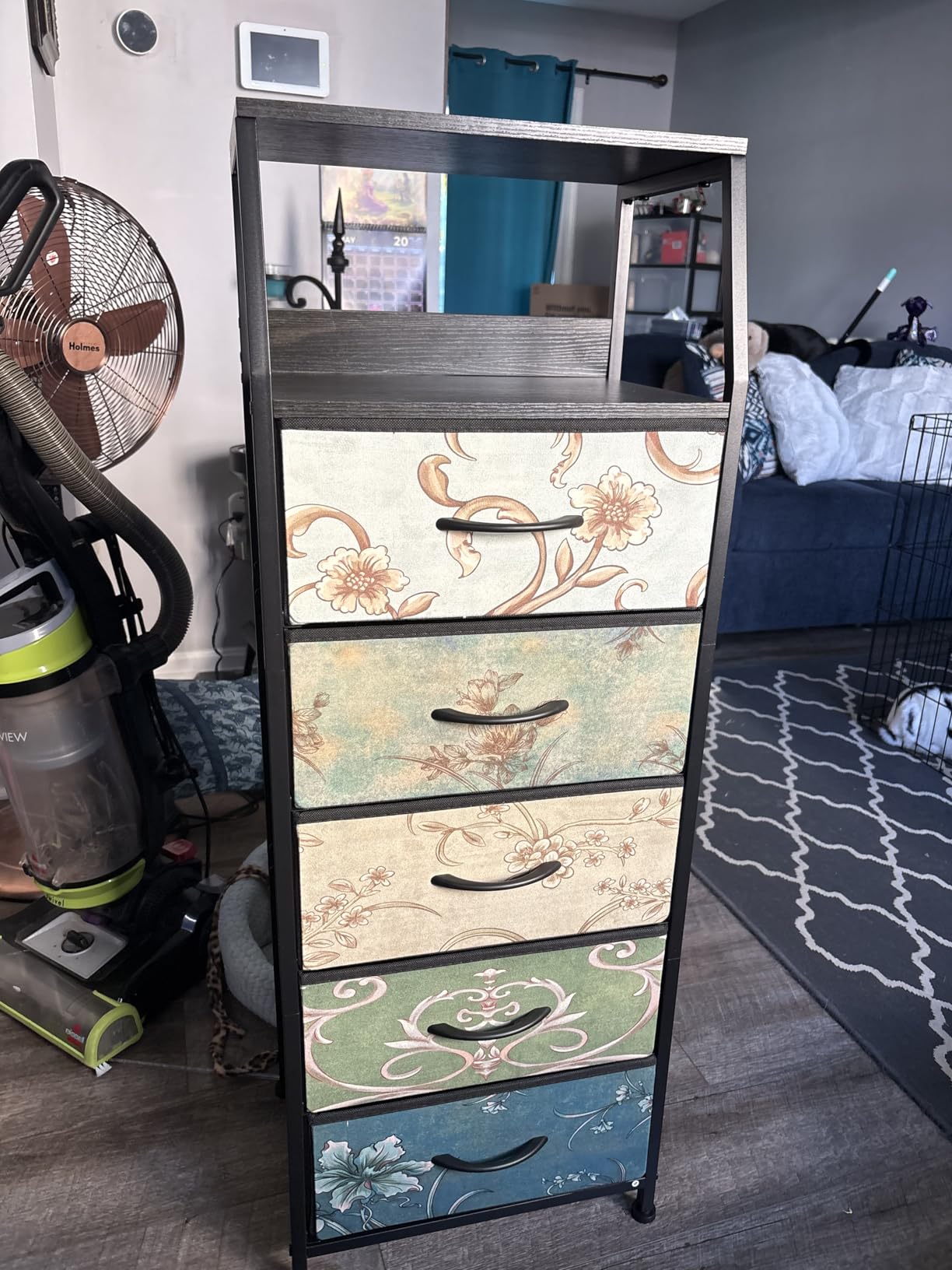 Furnulem Tall Nightstand with 4 Fabric Drawers, Small Dresser for Bedroom customer photo 2