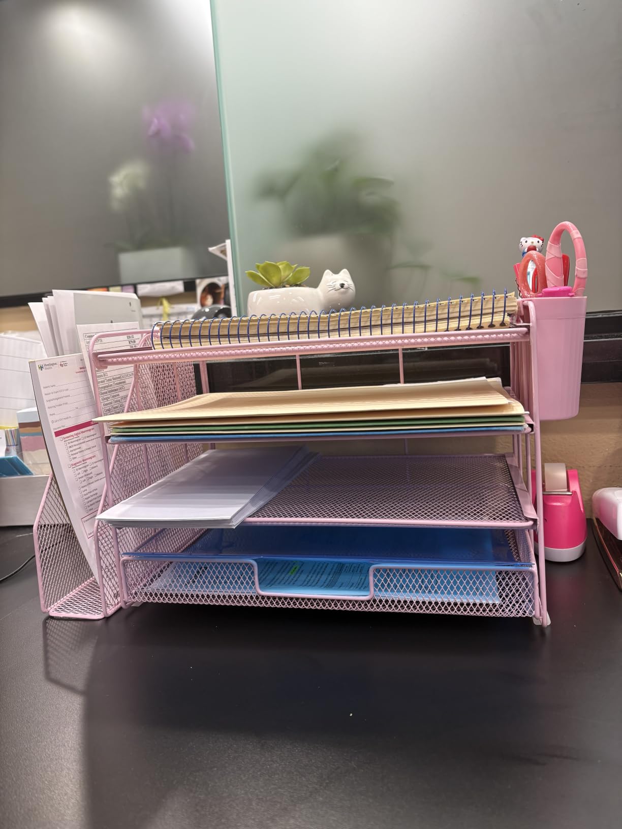 OPNICE Desk Organizer, 4-Tier Desktop File Organizer with Drawer and Pen Holders customer photo 1