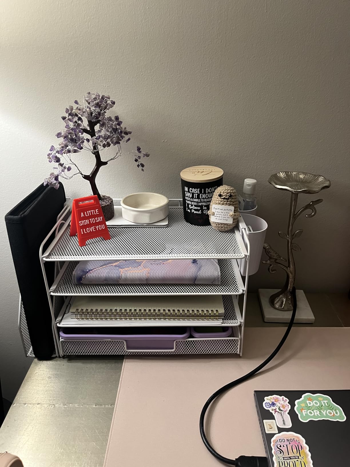 OPNICE Desk Organizer, 4-Tier Desktop File Organizer with Drawer and Pen Holders customer photo 2