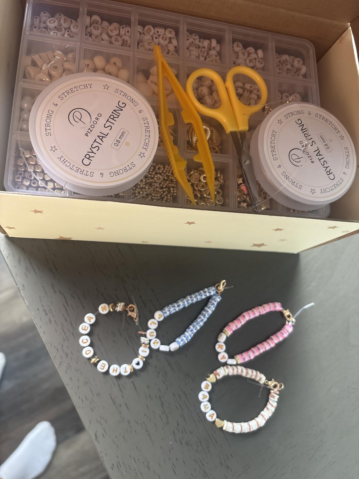 Pizooro Clay Beads 3 Boxes Bracelet Making Kit, 10500pcs Beads for Jewelry Making, Round Letter Beads with Charm and Elastic Strings, Friendship Bracelets Holiday Gifts for Girls Adults customer photo 2