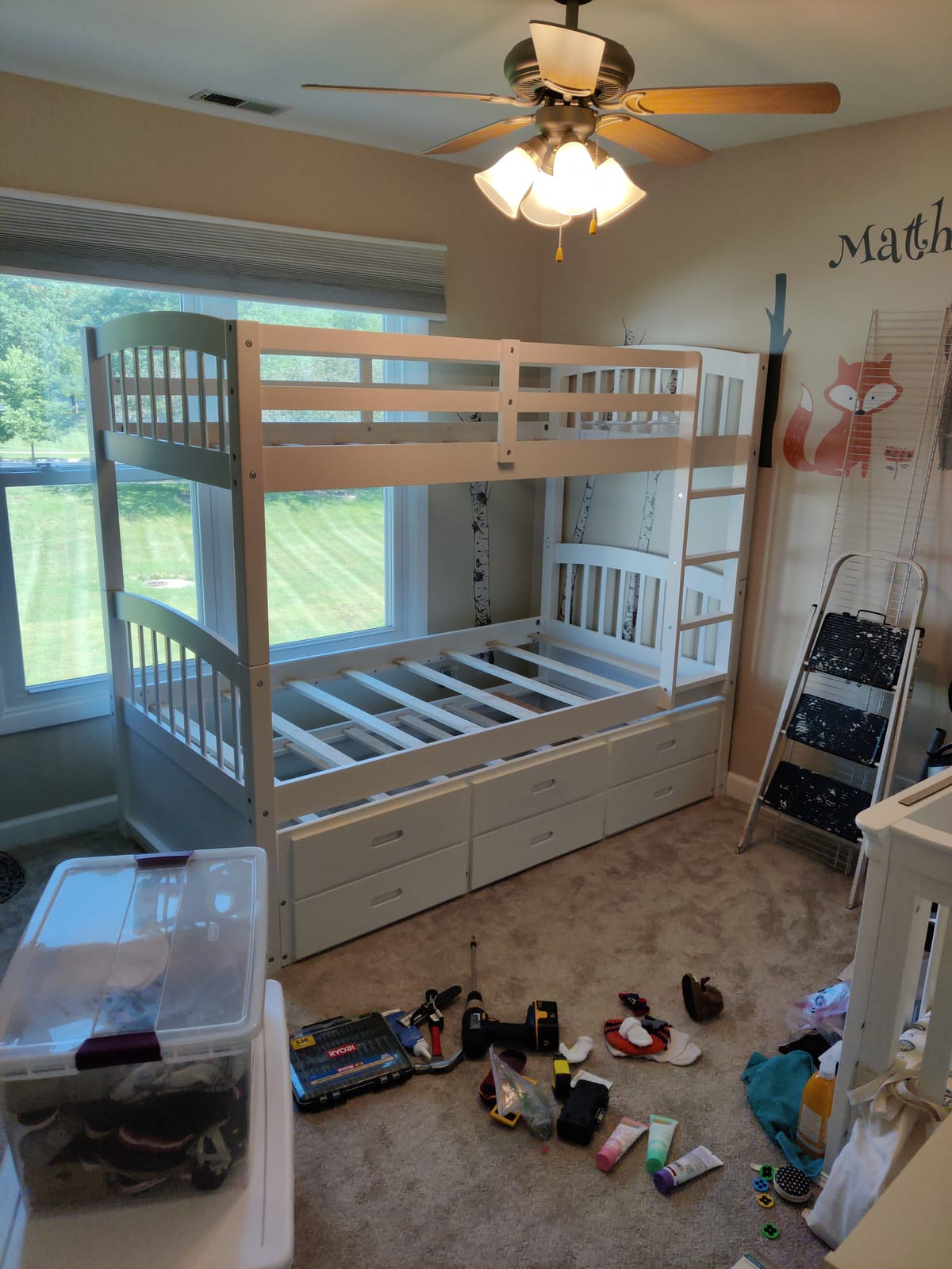 Harper&Bright Designs Twin Over Twin Bunk Bed with Trundle, 3 Storage Drawers, Safety Rail, and Removable Ladder, Can be Separated into 3 Bed, White customer photo 1
