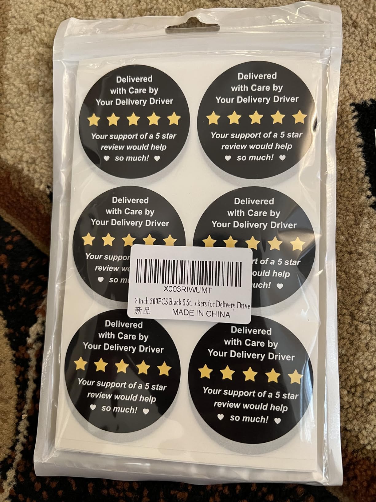 2 inch 300PCS Black 5 Star Delivery Stickers for Delivery Driver customer photo 1