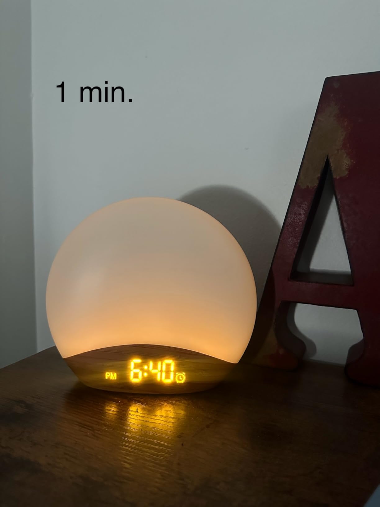 REACHER Wood Grain Sunrise Alarm Clock and Sound Machine Nightlight | Digital Dimmable Clock for Bedroom, 26 Sleep Sounds, White Noise Machine for Baby, Adults, Wake Up Light Alarm Clock for Kids customer photo 1
