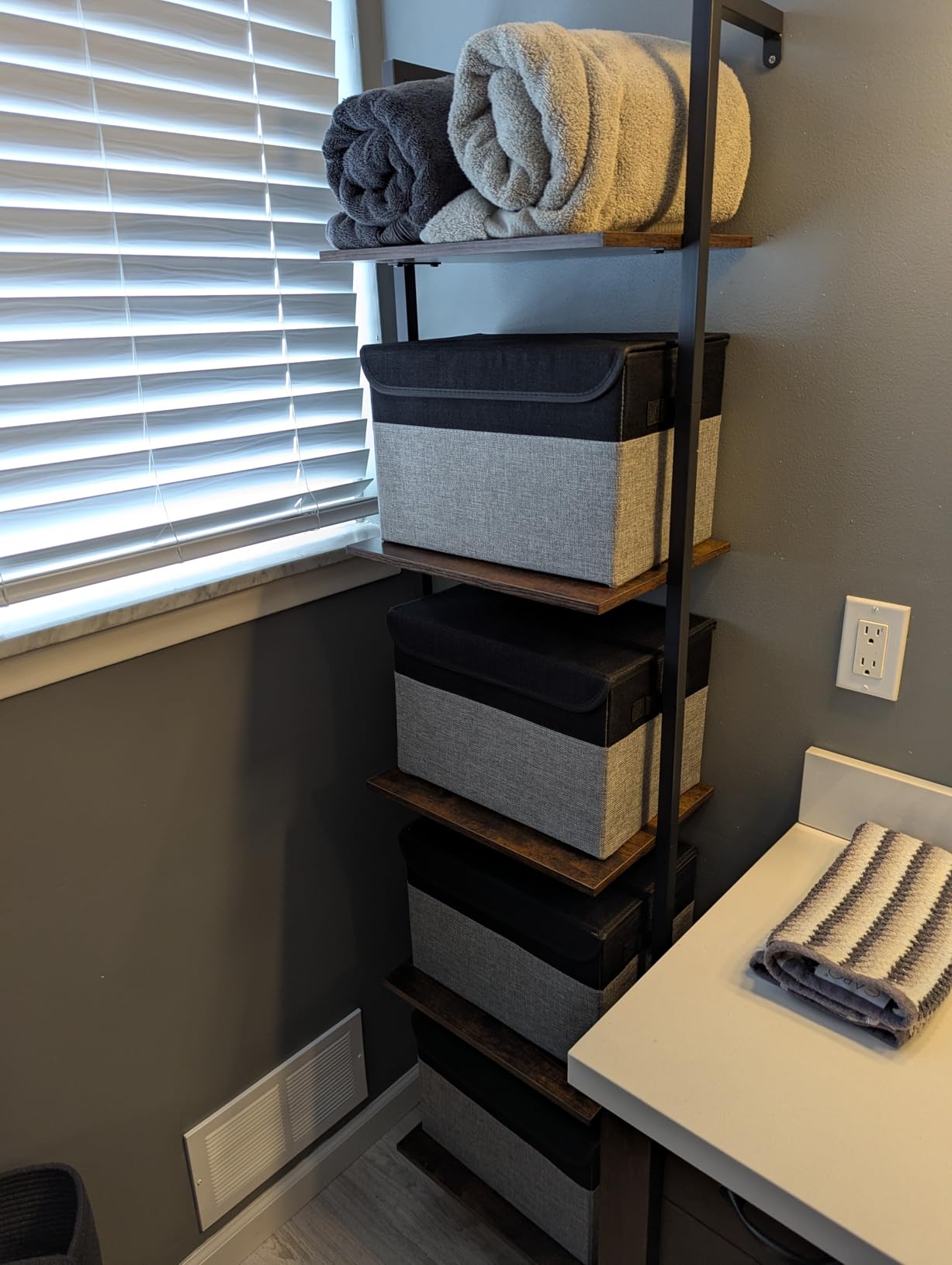 ELYKEN Ladder Shelf, 5-Tier Wood Wall Mounted Ladder Bookshelf customer photo 2