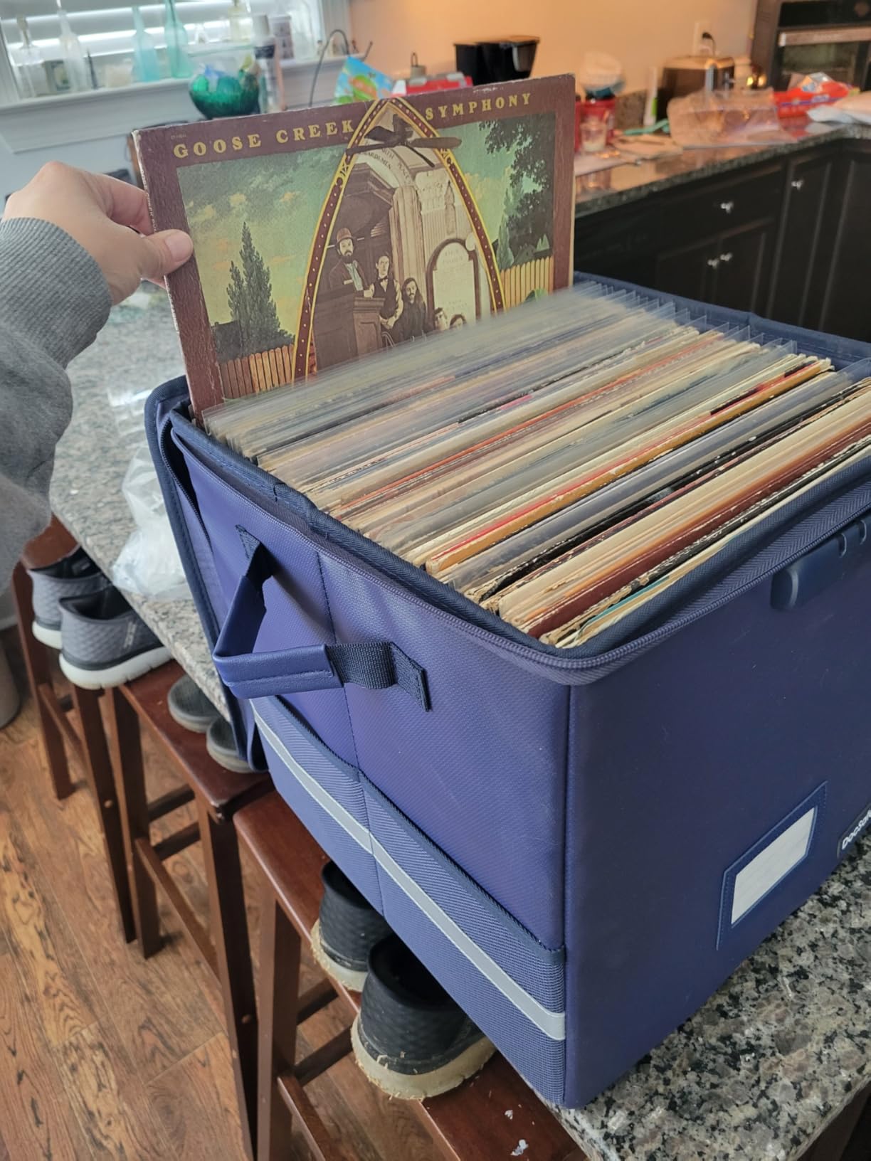 DocSafe Vinyl Record Storage Box with Lock,Fireproof&Water Resistant Record Organizer Storage for 100+ Single Records(12-inch),Collapsible Storage Crate with Lid&Handles for Valuable Album Collection customer photo 1