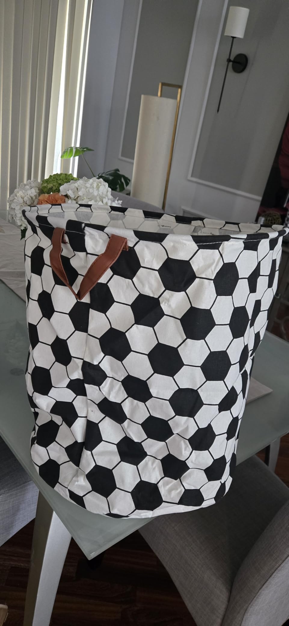 Round Fabric Collapsible Storage Basket with Handles, Purple Butterfly customer photo 2
