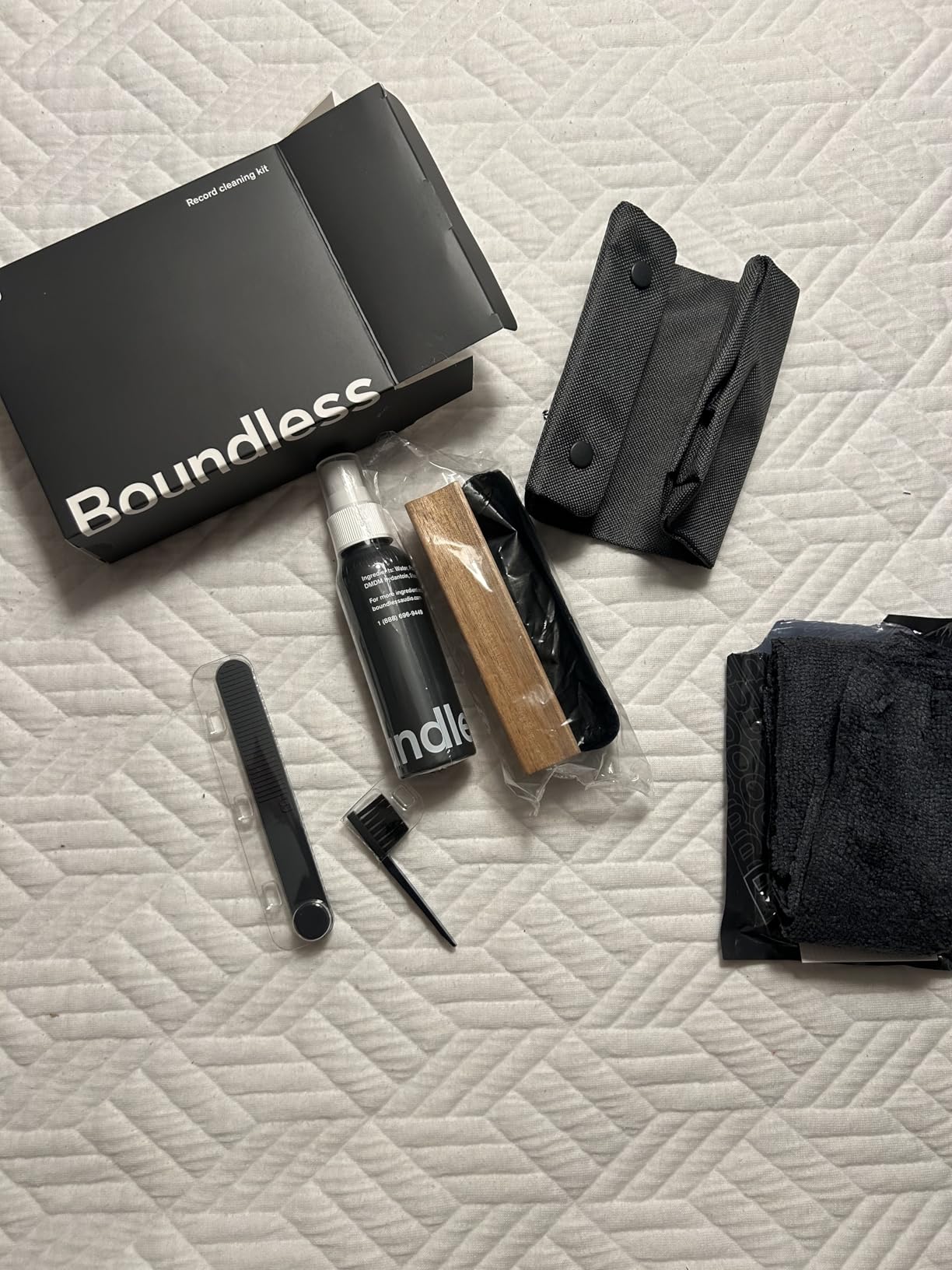 Boundless Audio Vinyl Record Cleaning Kit - 5-in-1 Brushes, Solution & Bag | Velvet Record Brush, 2oz Record Cleaning Solution, Stylus Cleaner, Nylon Brush & Storage Bag - For Regular Cleaning/Care customer photo 2