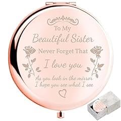 Sister Gifts Compact Mirror, to My Beautiful Sister Gorgeous Rose Gold Compact Mirror Unique Friend Gift Mirror for Women Girls Sisters for Women BFF customer photo 2