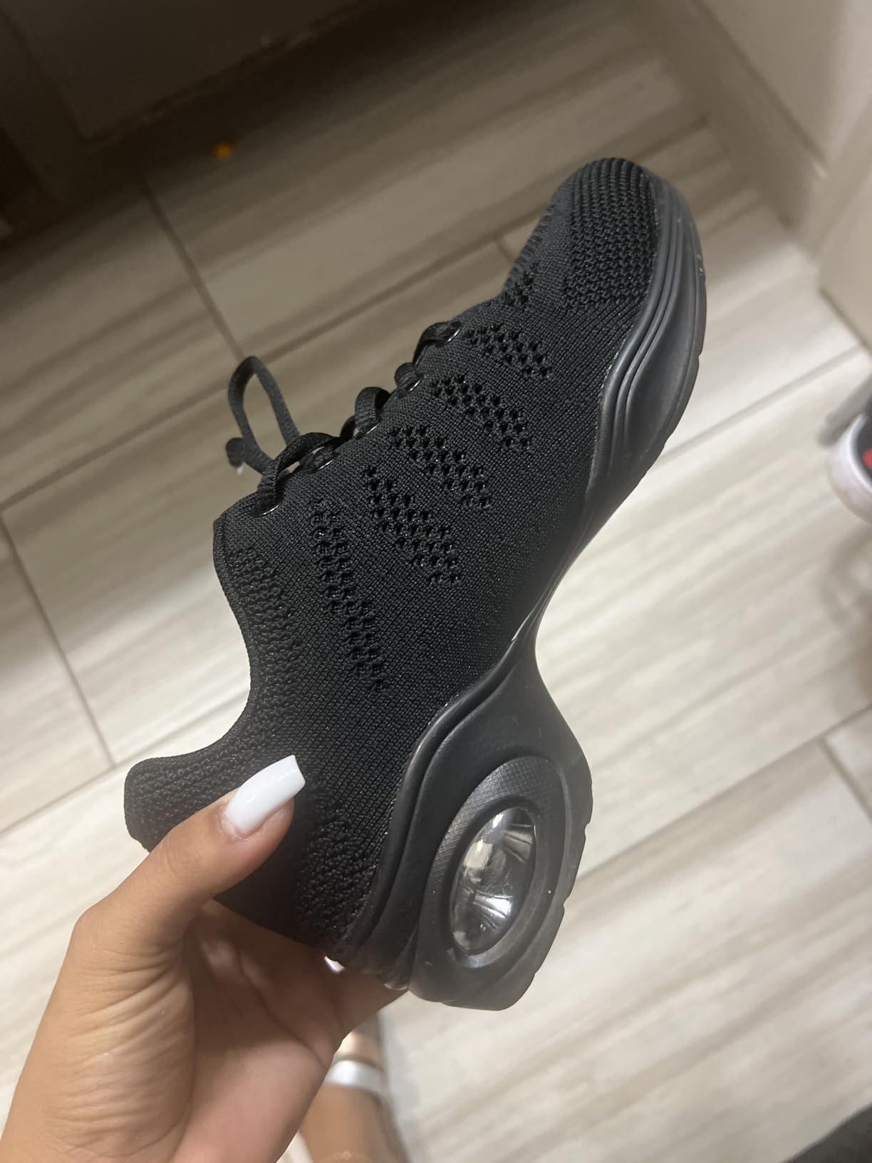 PPQ Women's Jazz Shoes Lace-up Sneakers Modern Dance Shoes Air Cushion Platform Walking Dance Shoes customer photo 1