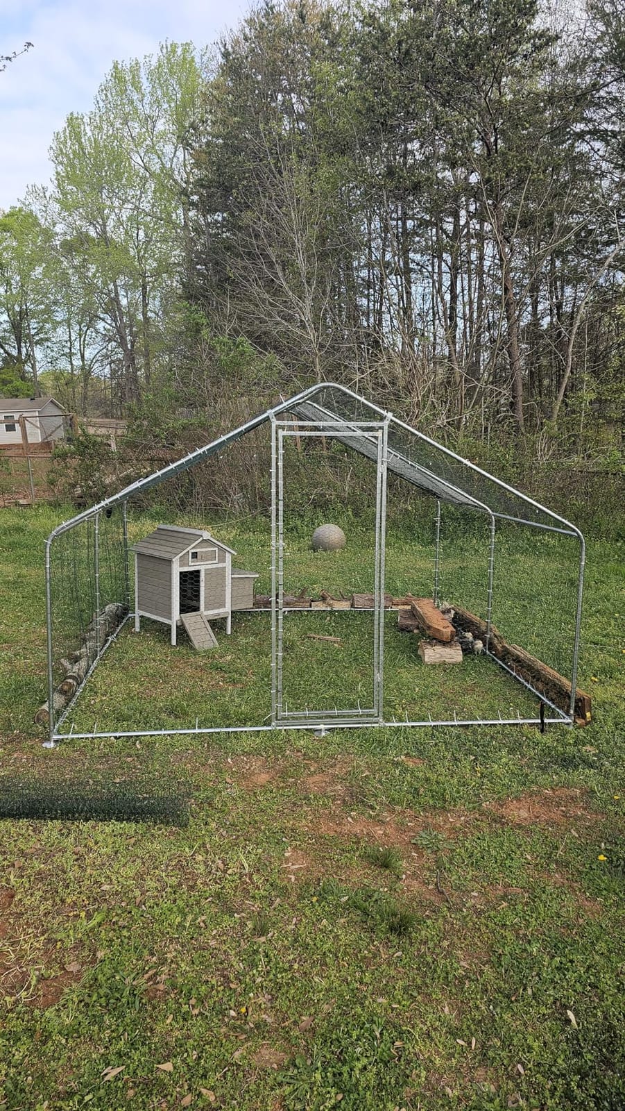 Walk-in Chicken Coop 10x10 ft, Metal Poultry Cage for 10-15 Chickens, Steel customer photo 1